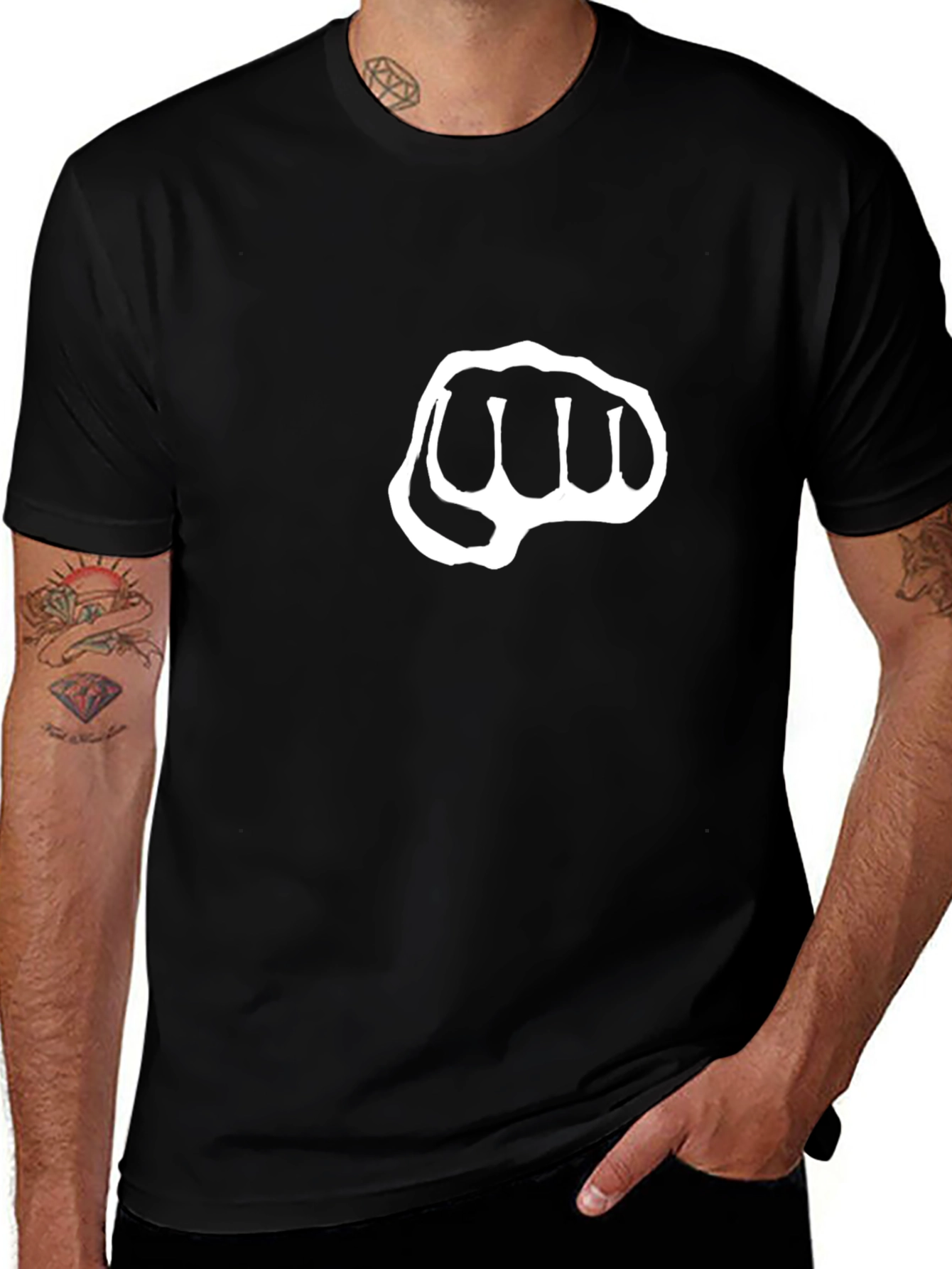Fist Bump Graphic Tee - Black Casual Comfort