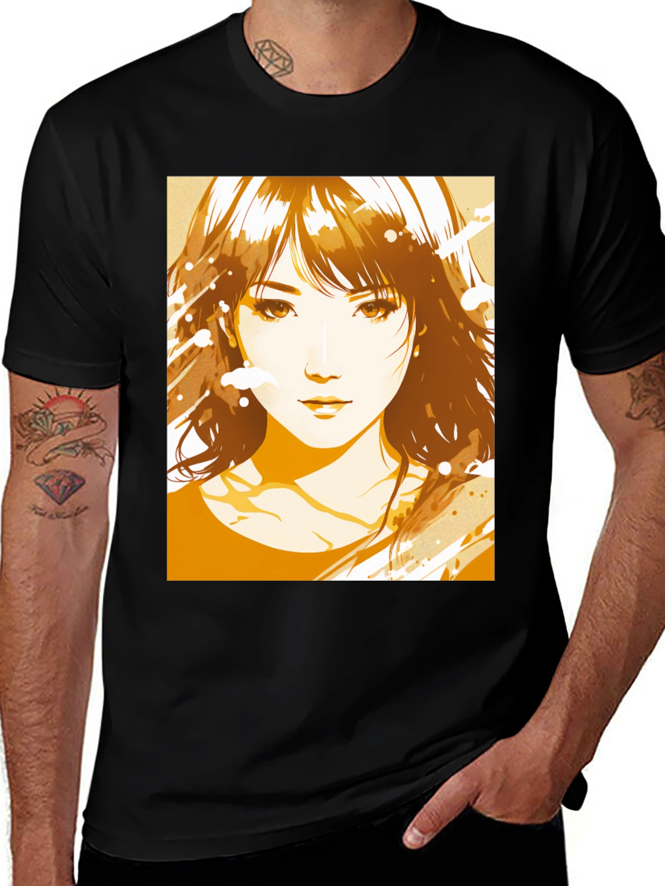 Anime Girl Graphic Tee - Stylish Black T-Shirt