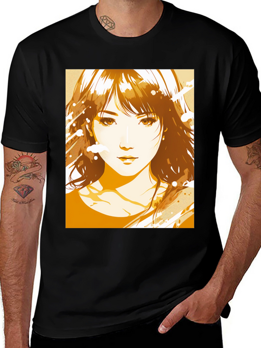 Anime Girl Graphic Tee - Stylish Black T-Shirt