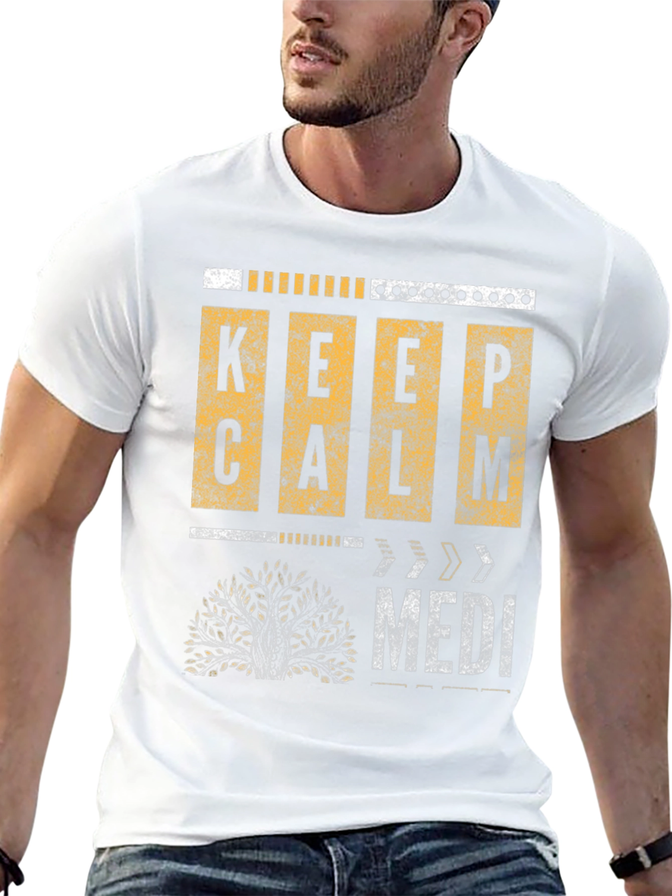 Keep Calm Meditative Tree Graphic Tee
