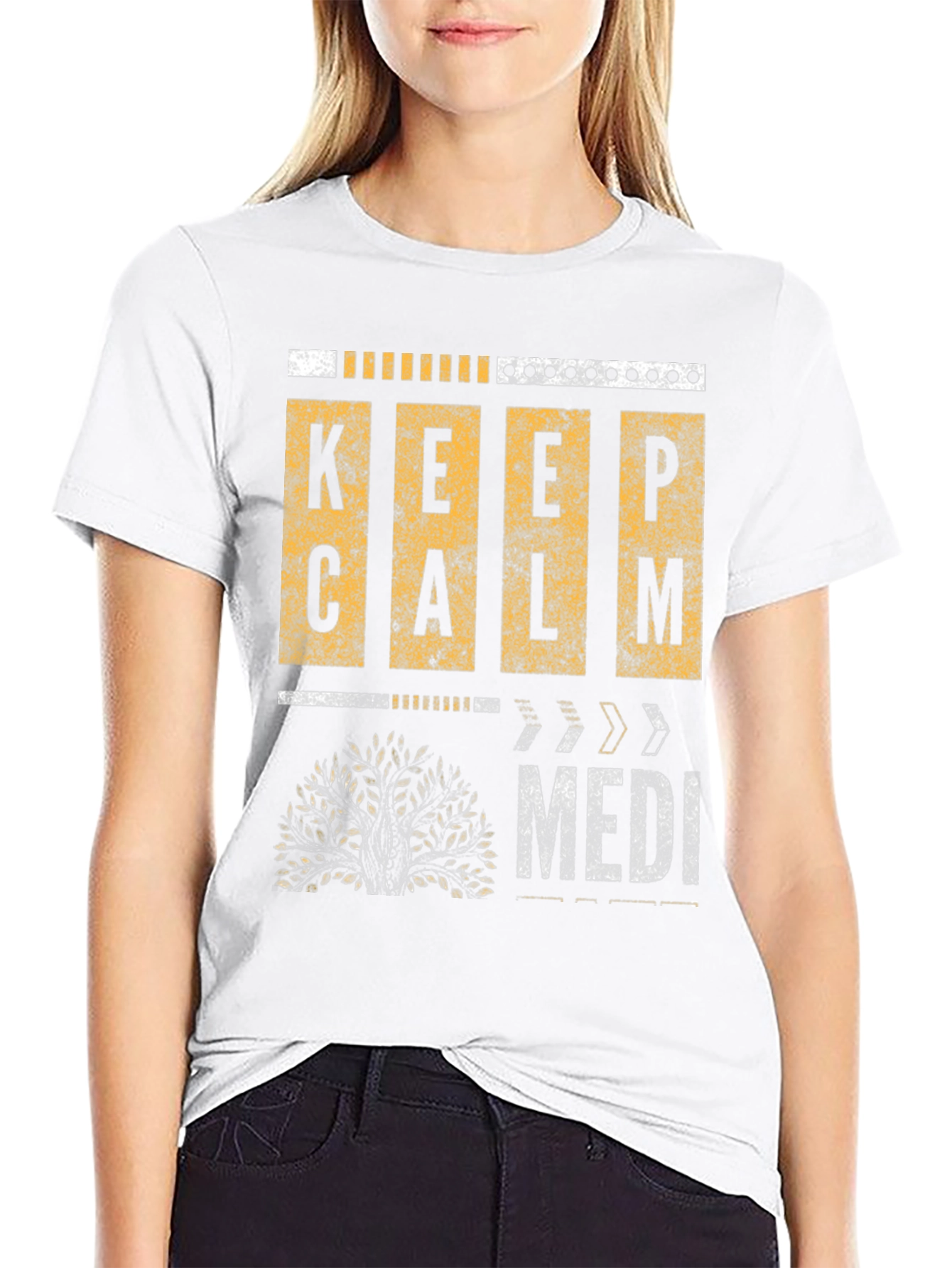Keep Calm Meditative Tree Graphic Tee