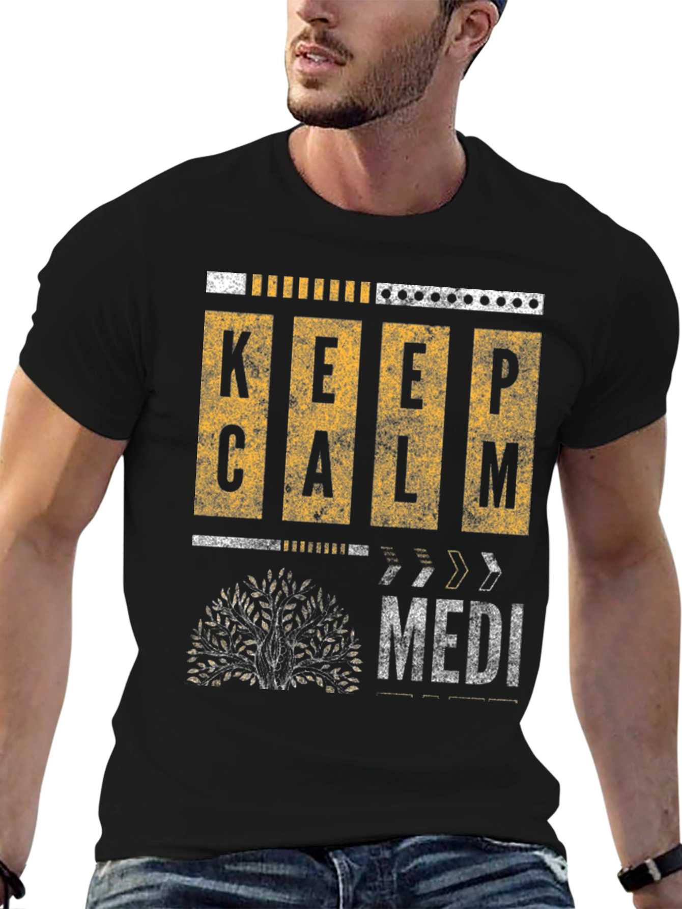Keep Calm Meditative Tree Graphic Tee