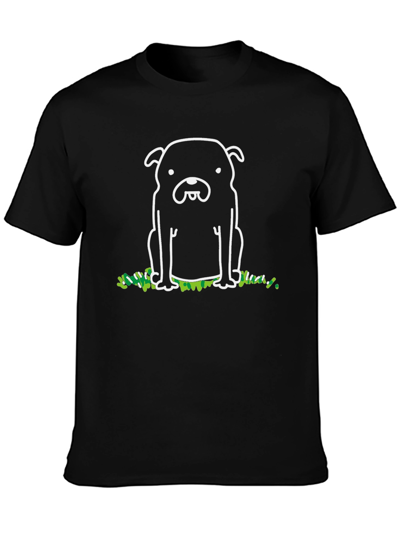 Cute Dog Graphic Print Black T-Shirt