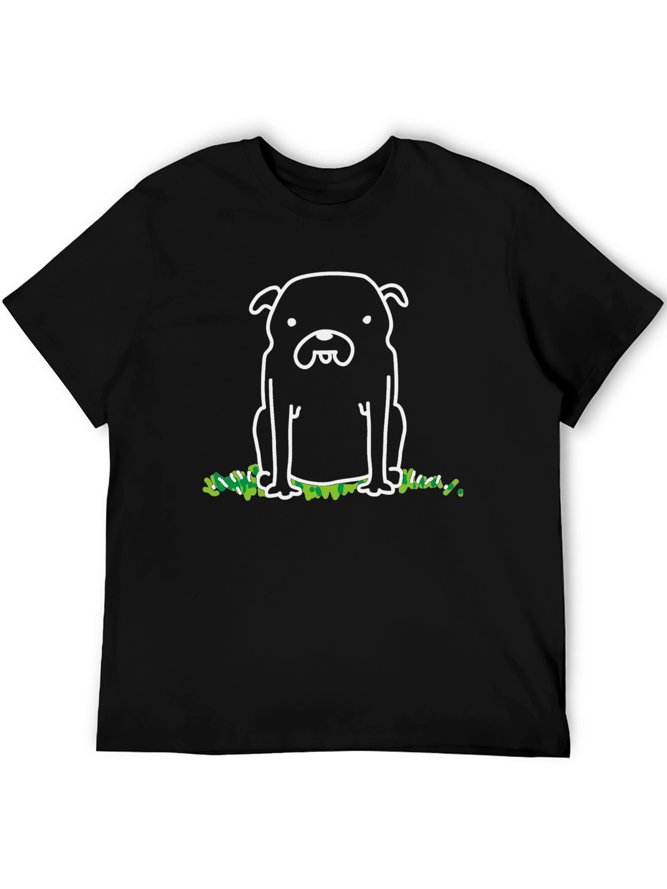 Cute Dog Graphic Print Black T-Shirt