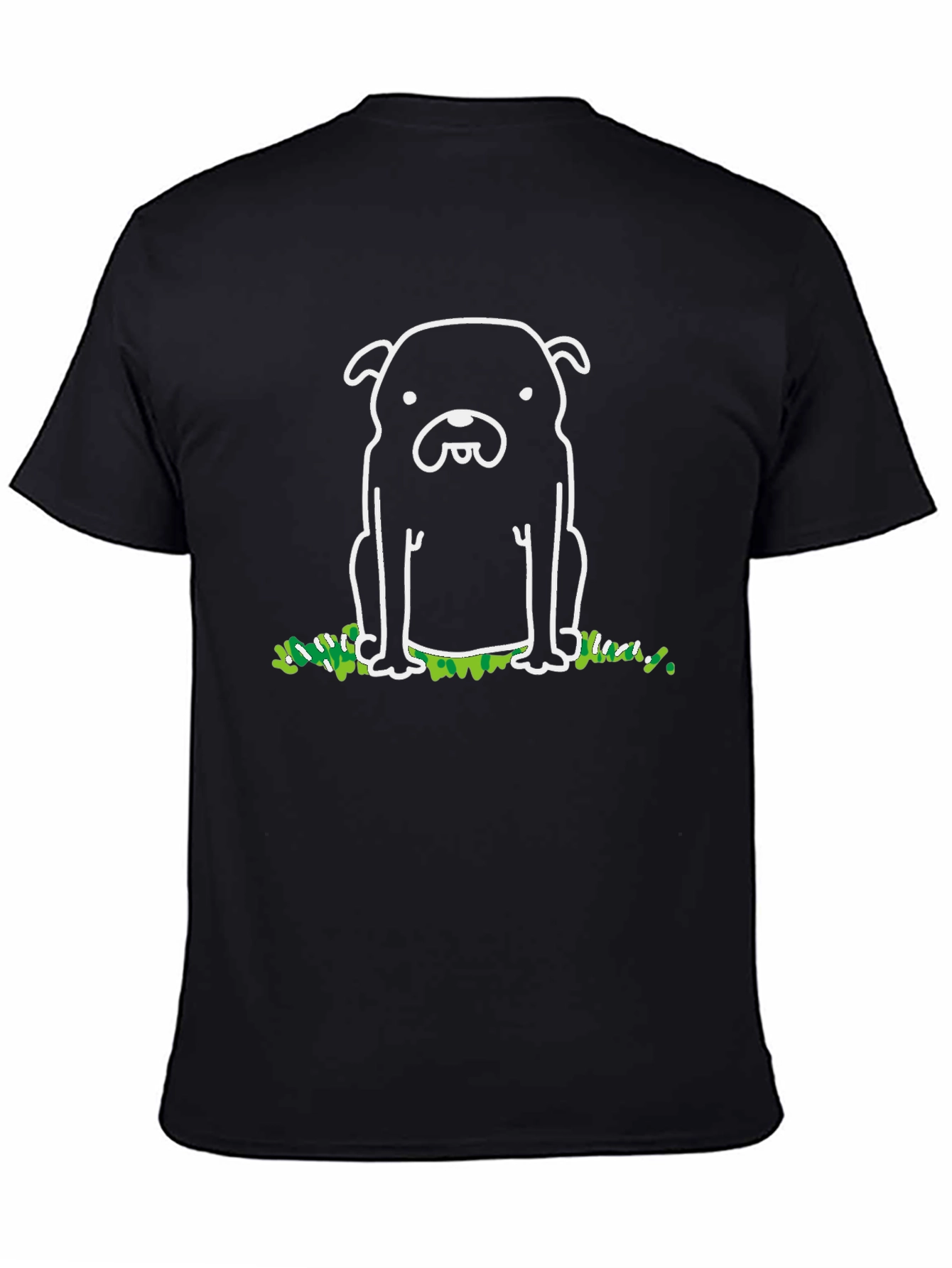 Cute Dog Graphic Print Black T-Shirt