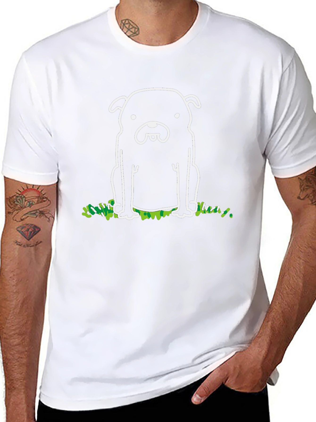 Cute Dog Graphic Print Black T-Shirt