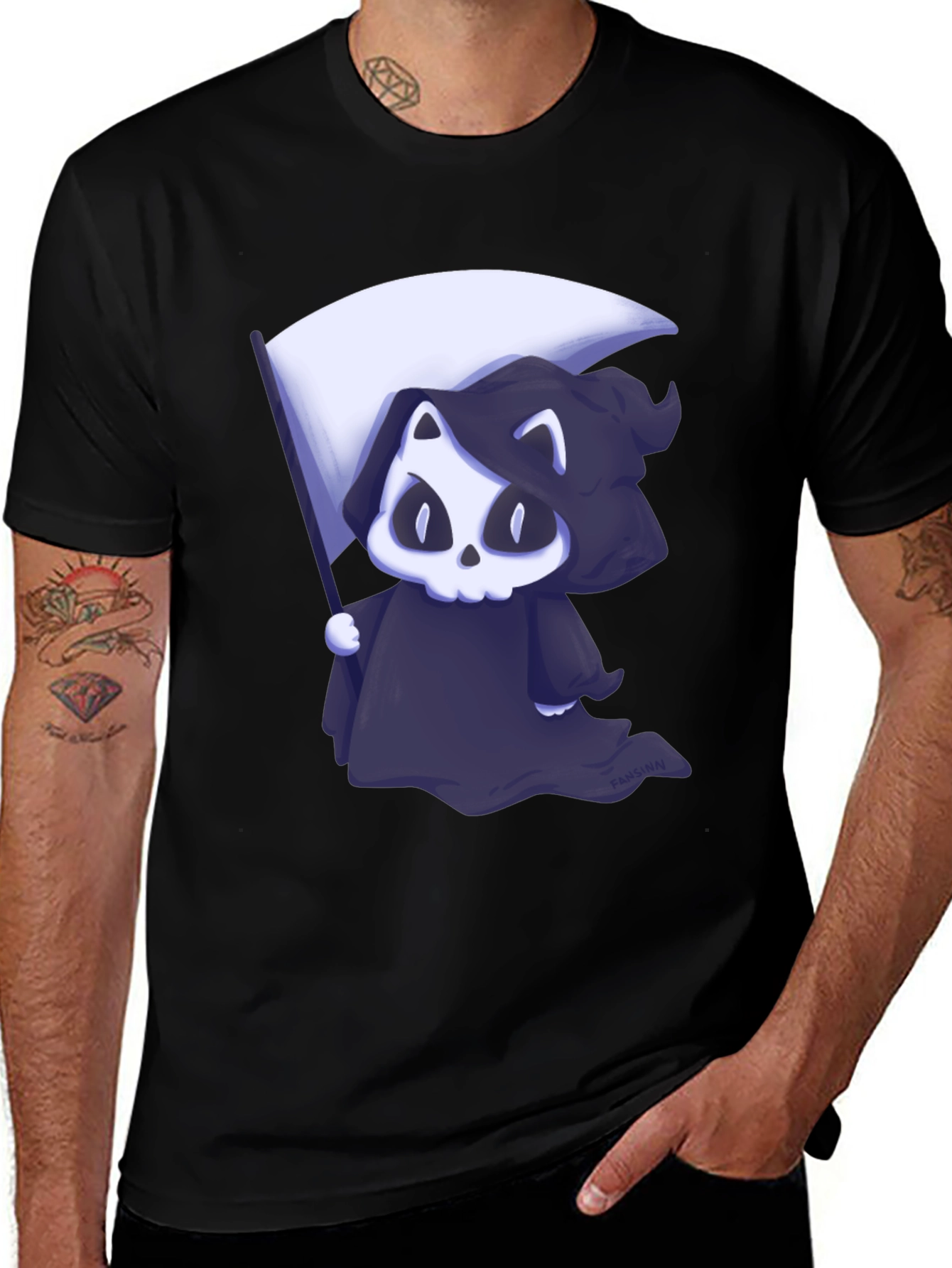 Grim Reaper Cat Graphic Tee