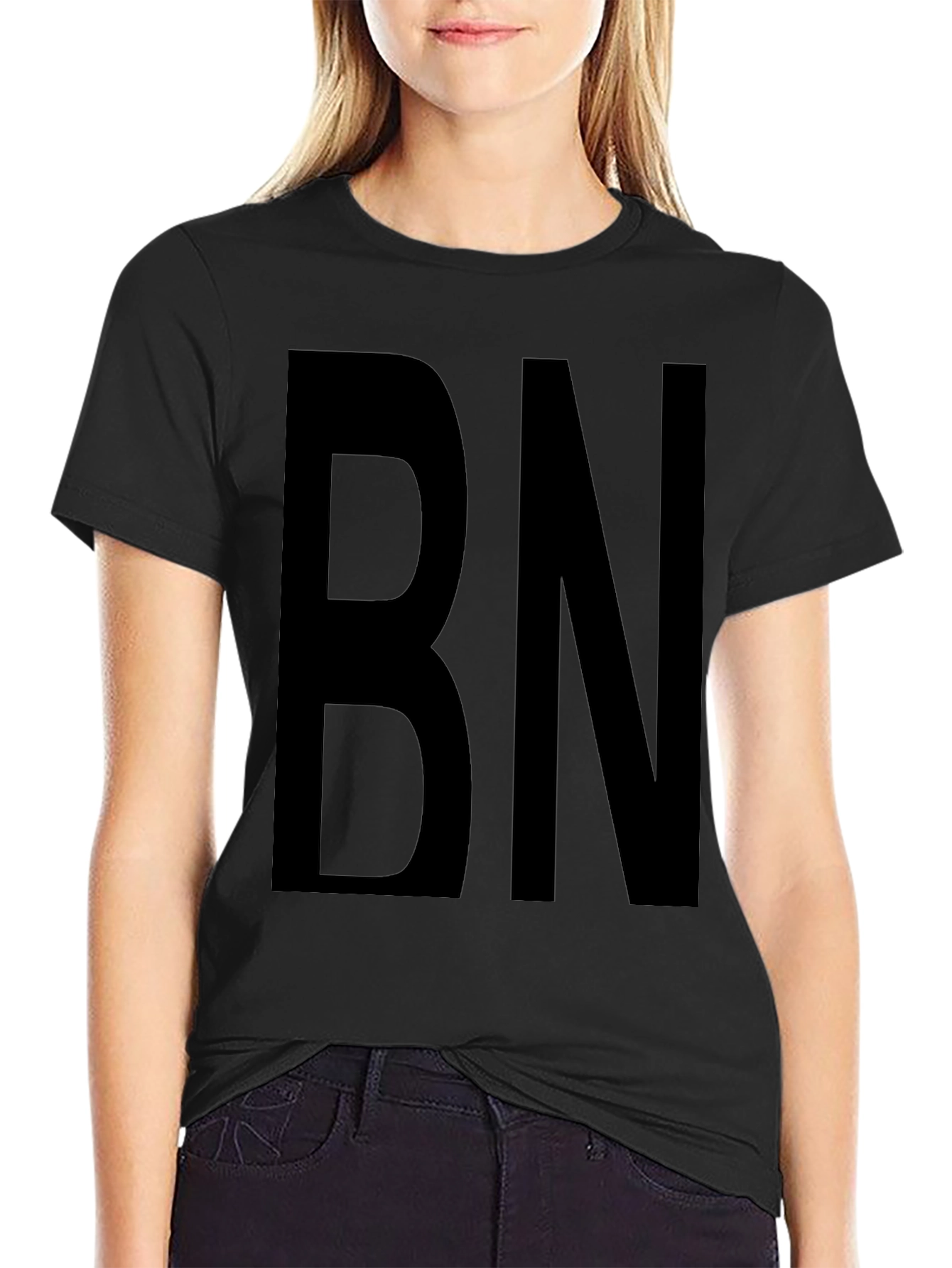 Bold Initial Tee - Black Graphic T-Shirt