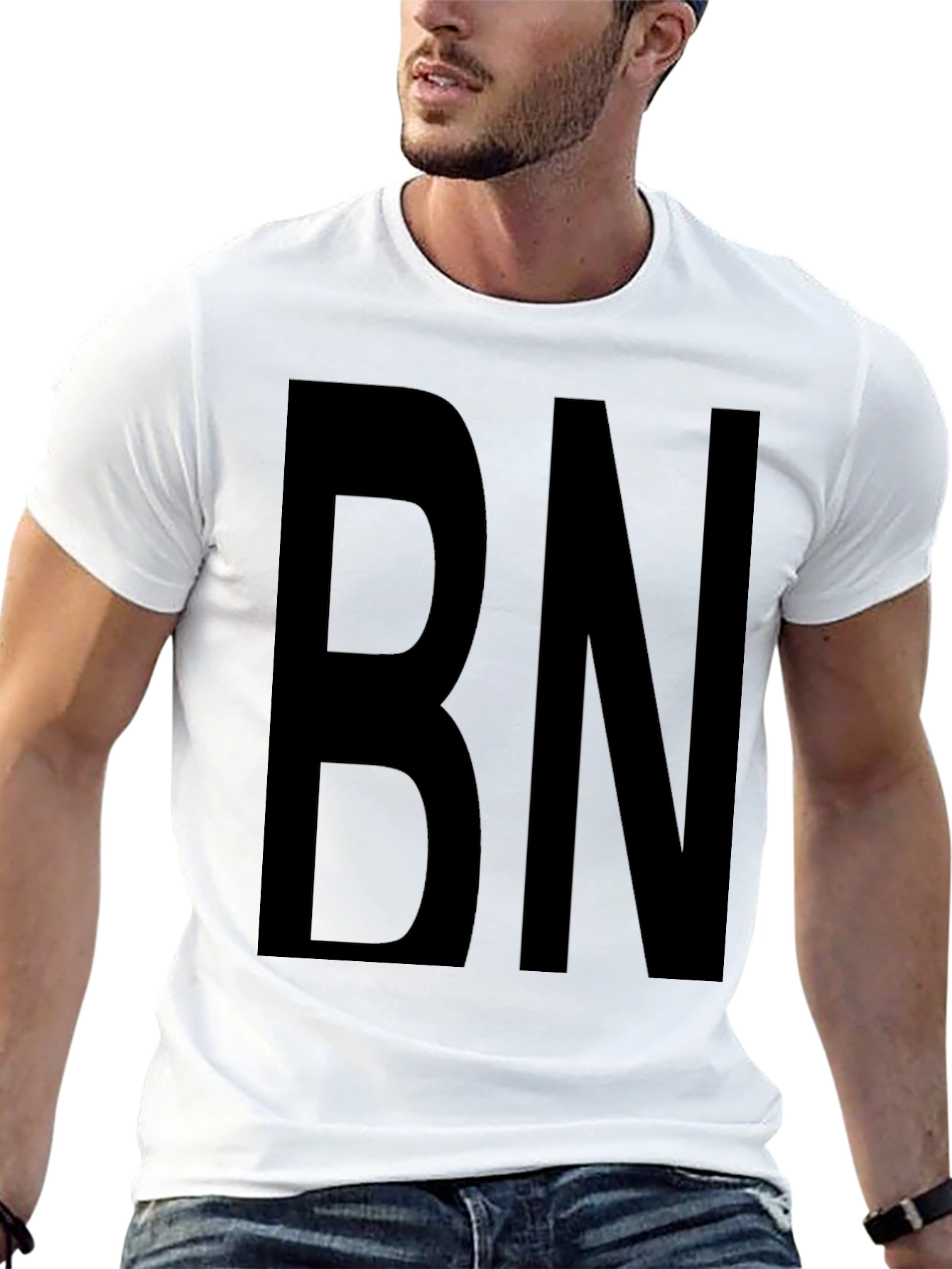 Bold Initial Tee - Black Graphic T-Shirt