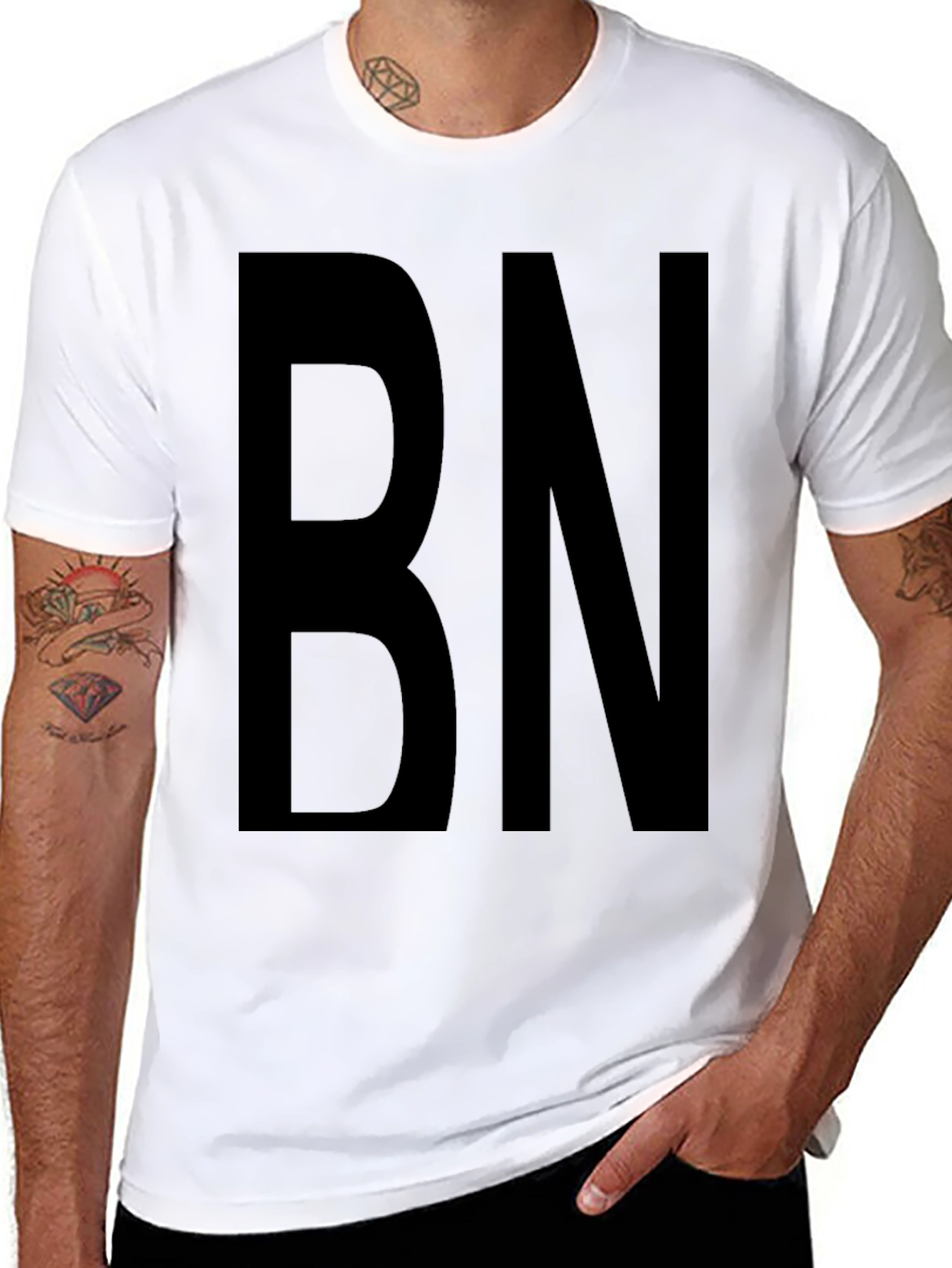 Bold Initial Tee - Black Graphic T-Shirt