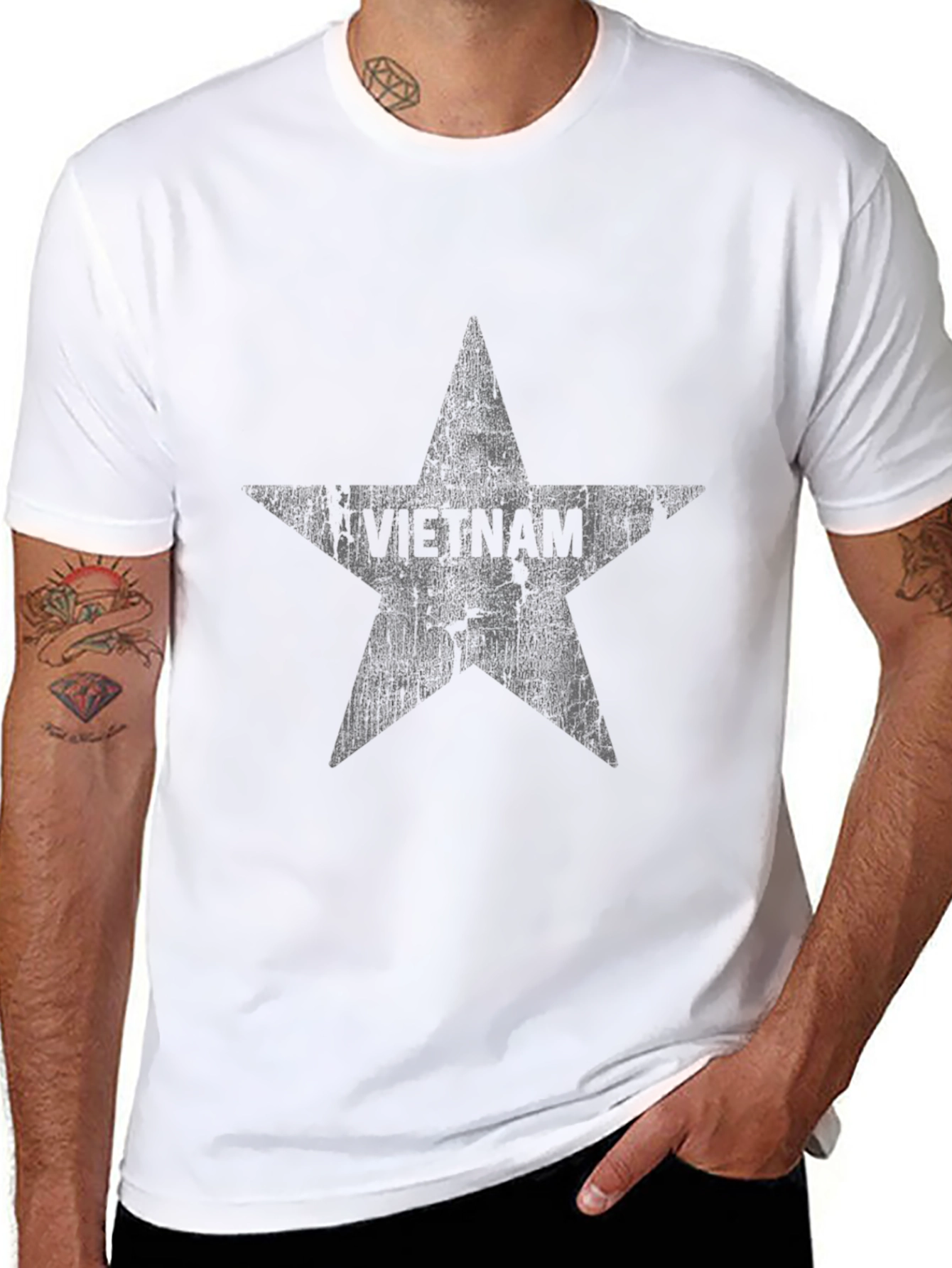 Distressed Star Graphic Black T-Shirt