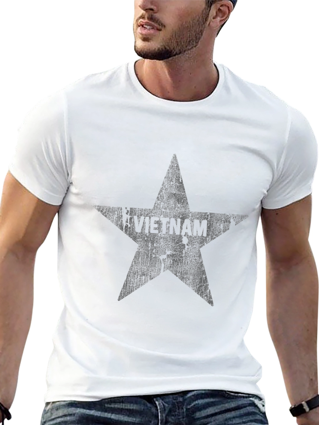 Distressed Star Graphic Black T-Shirt
