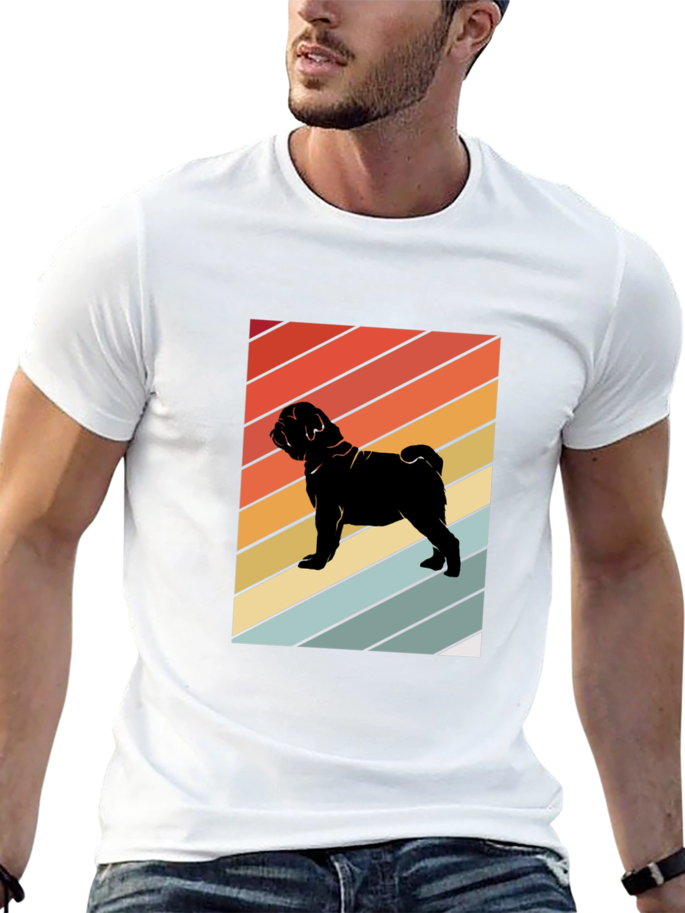 Retro Pug Graphic Tee - Black T-Shirt