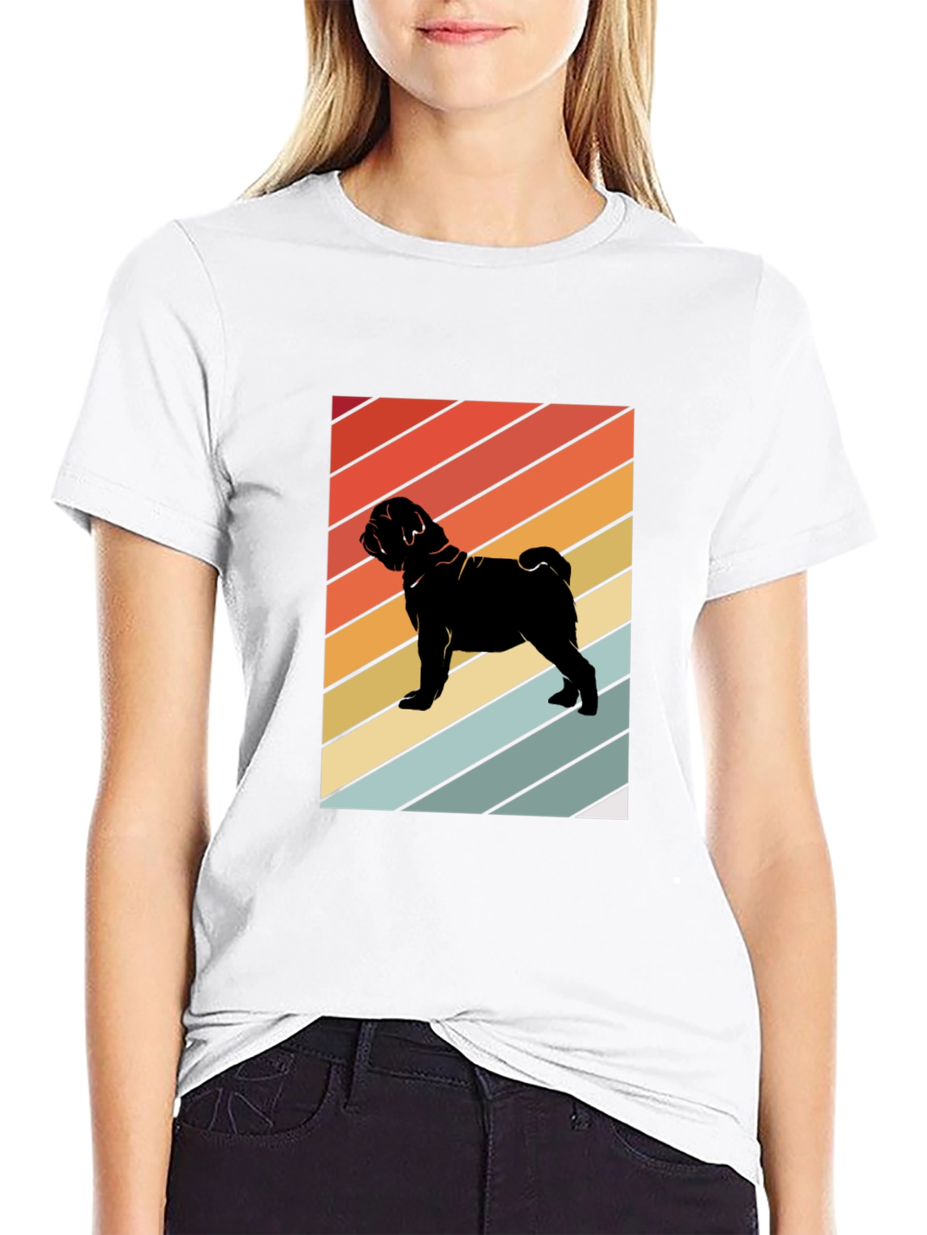 Retro Pug Graphic Tee - Black T-Shirt