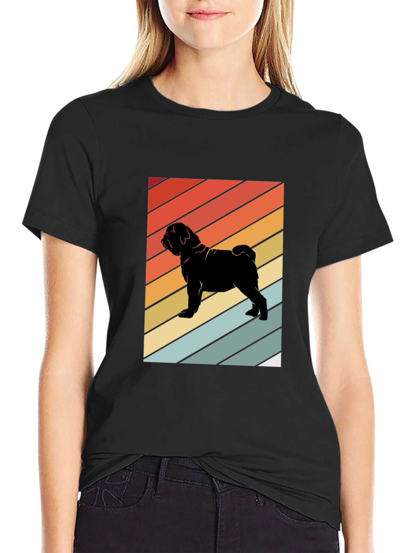 Retro Pug Graphic Tee - Black T-Shirt