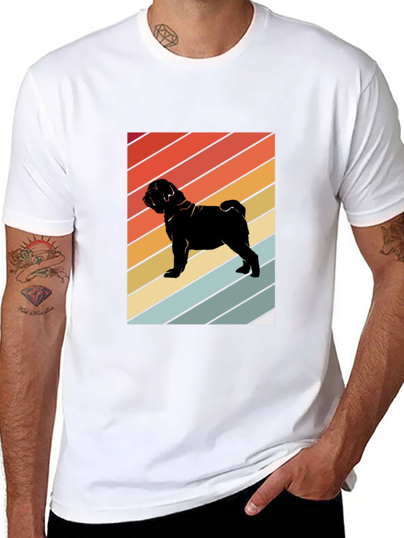 Retro Pug Graphic Tee - Black T-Shirt