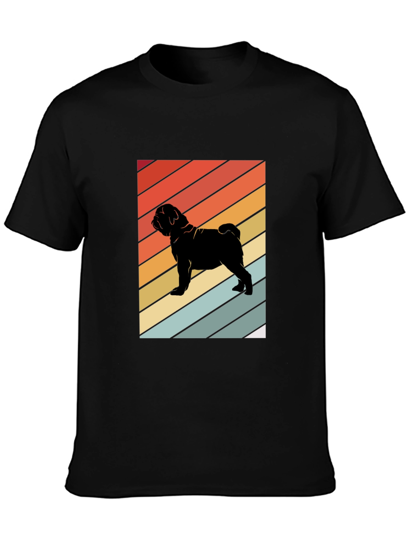 Retro Pug Graphic Tee - Black T-Shirt