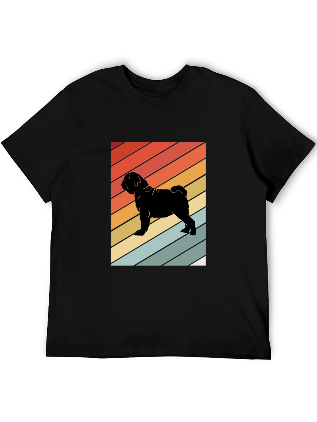Retro Pug Graphic Tee - Black T-Shirt