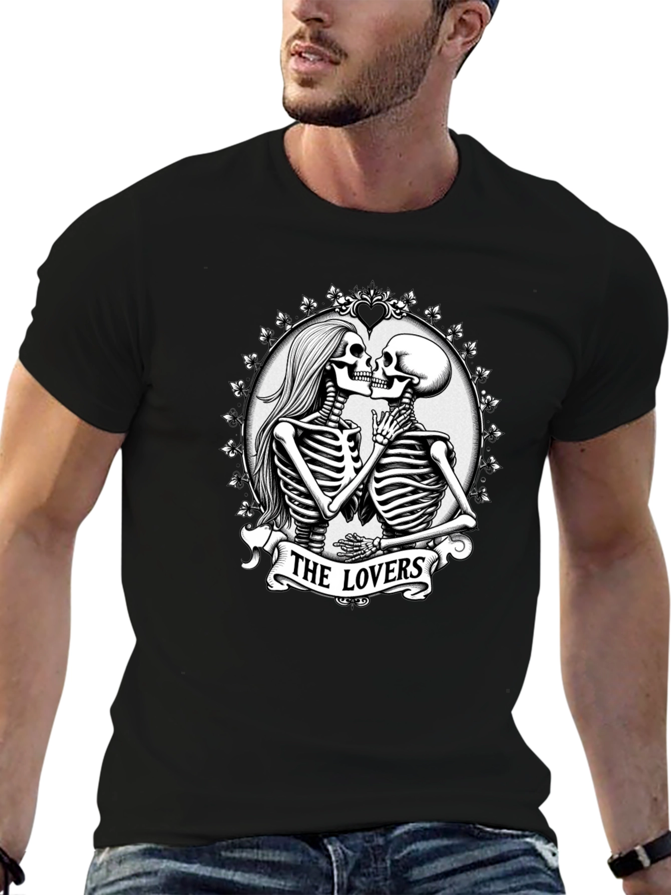 The Lovers Skeleton Graphic T-Shirt - Gothic Romance Tee