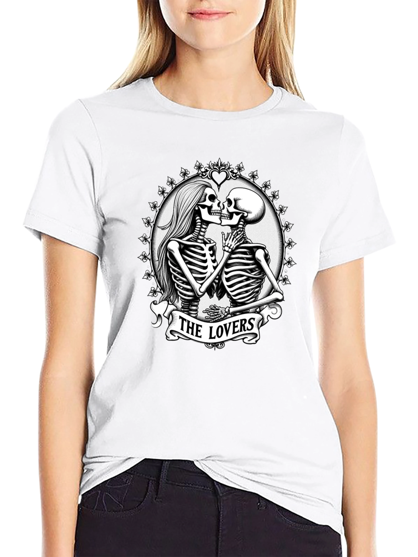 The Lovers Skeleton Graphic T-Shirt - Gothic Romance Tee