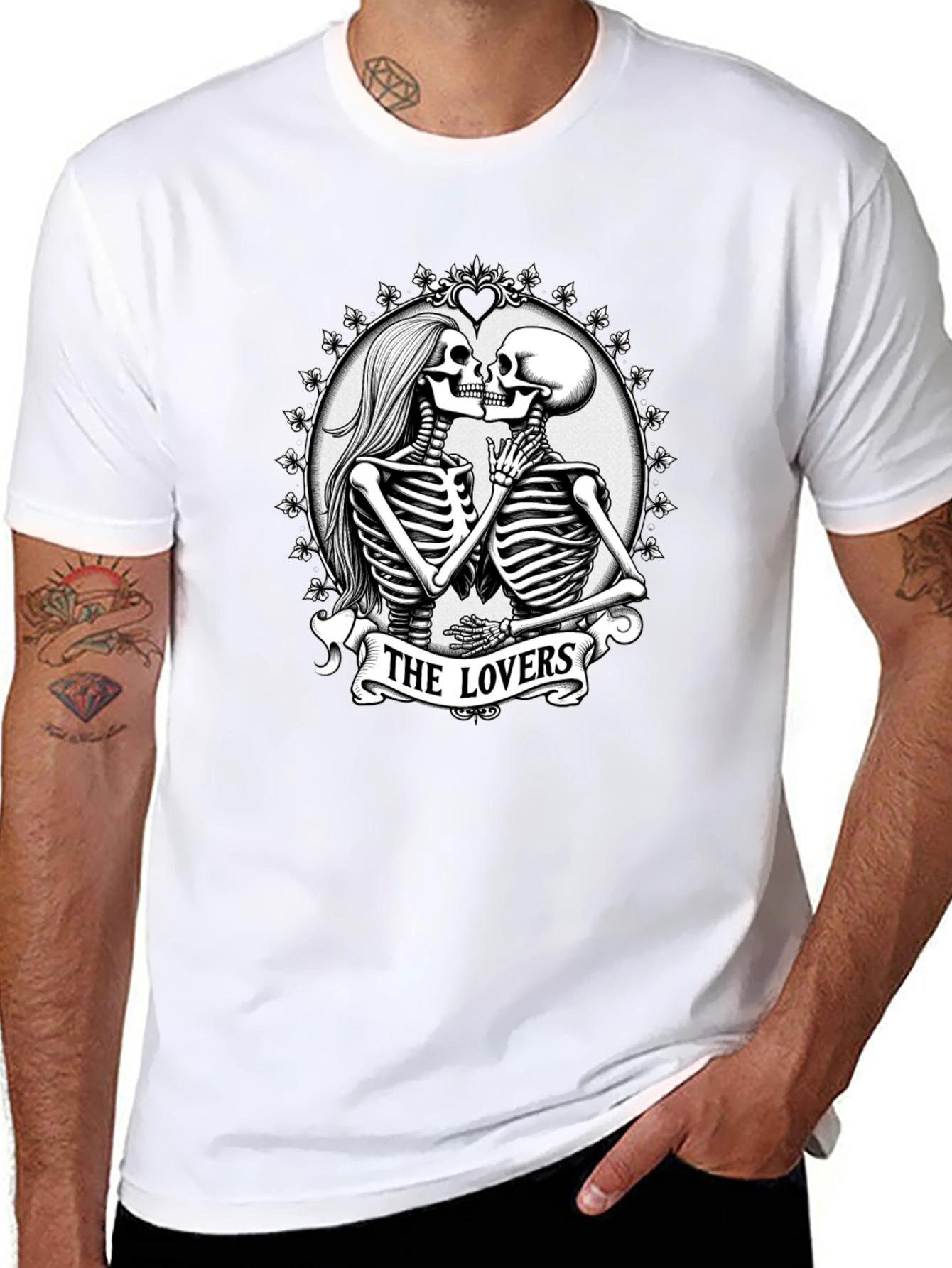 The Lovers Skeleton Graphic T-Shirt - Gothic Romance Tee