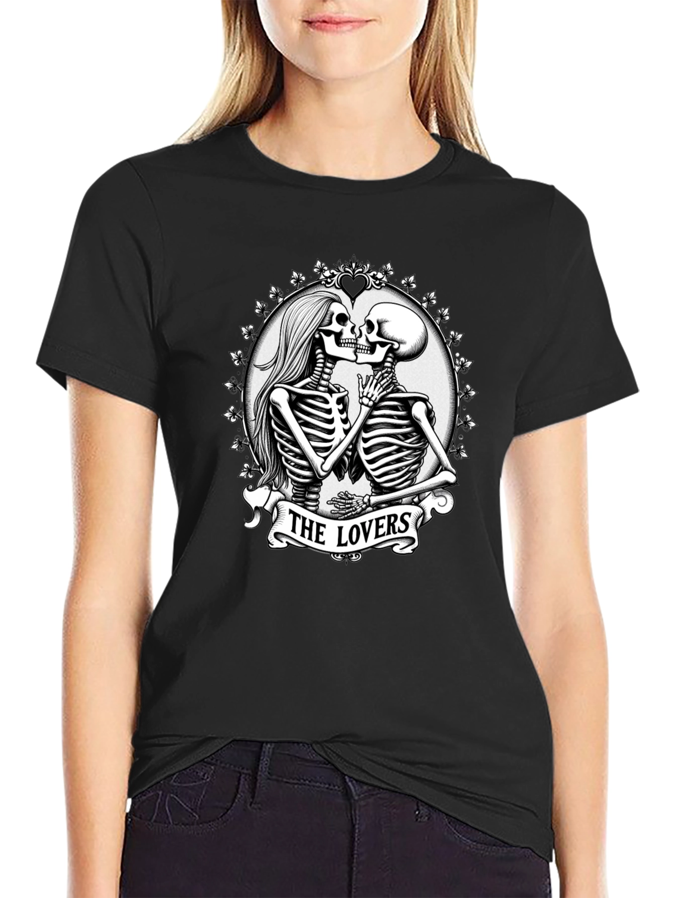 The Lovers Skeleton Graphic T-Shirt - Gothic Romance Tee