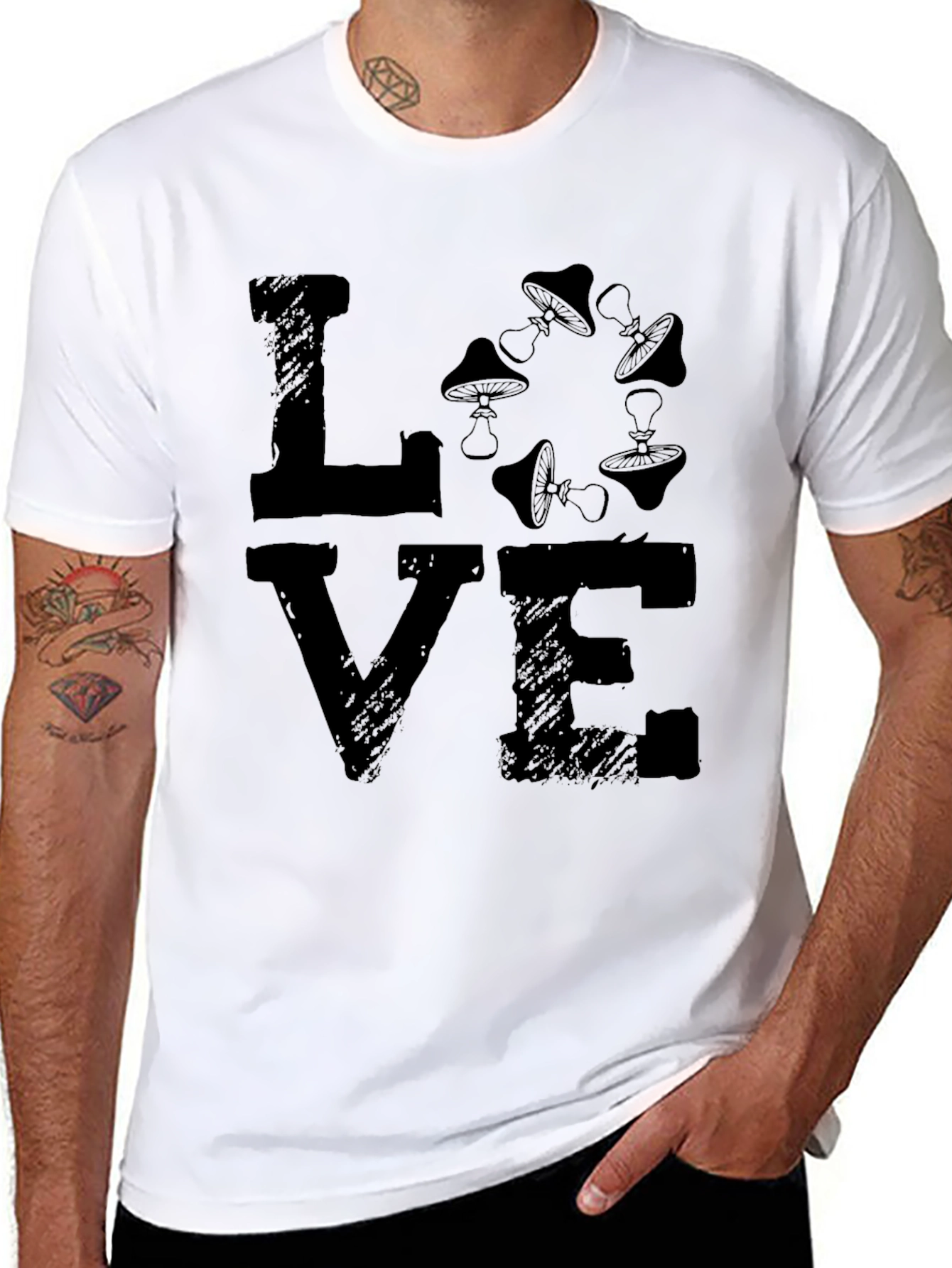 Love Mushrooms Graphic Tee - Black