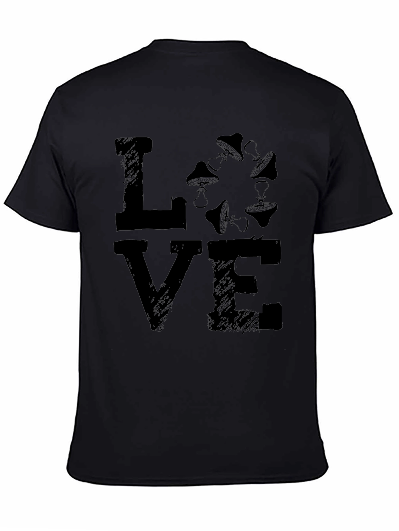 Love Mushrooms Graphic Tee - Black