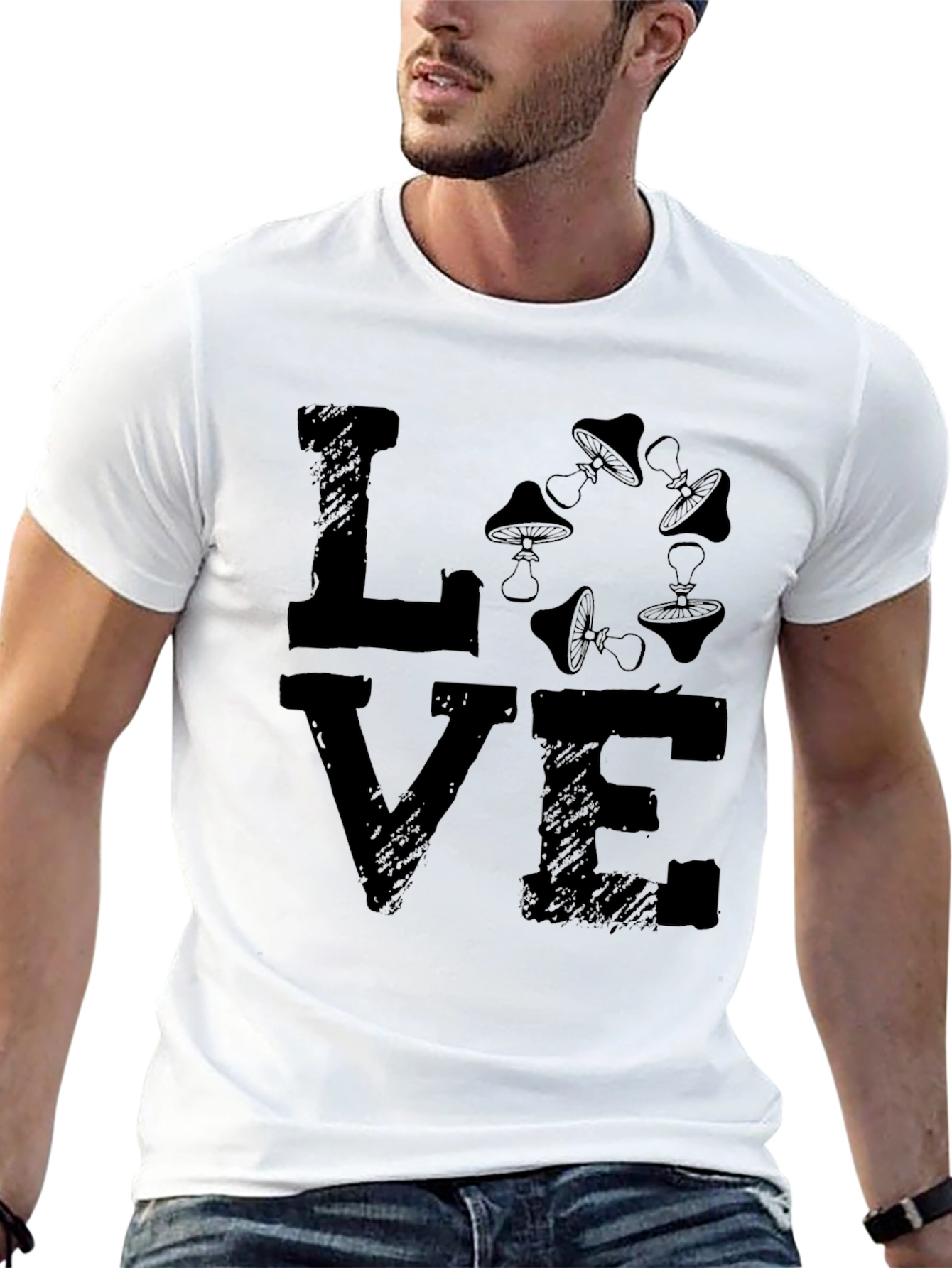 Love Mushrooms Graphic Tee - Black
