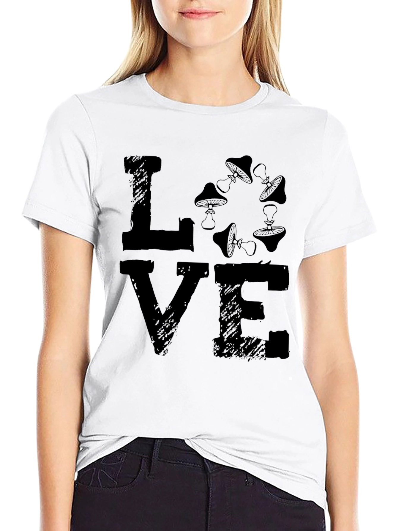 Love Mushrooms Graphic Tee - Black