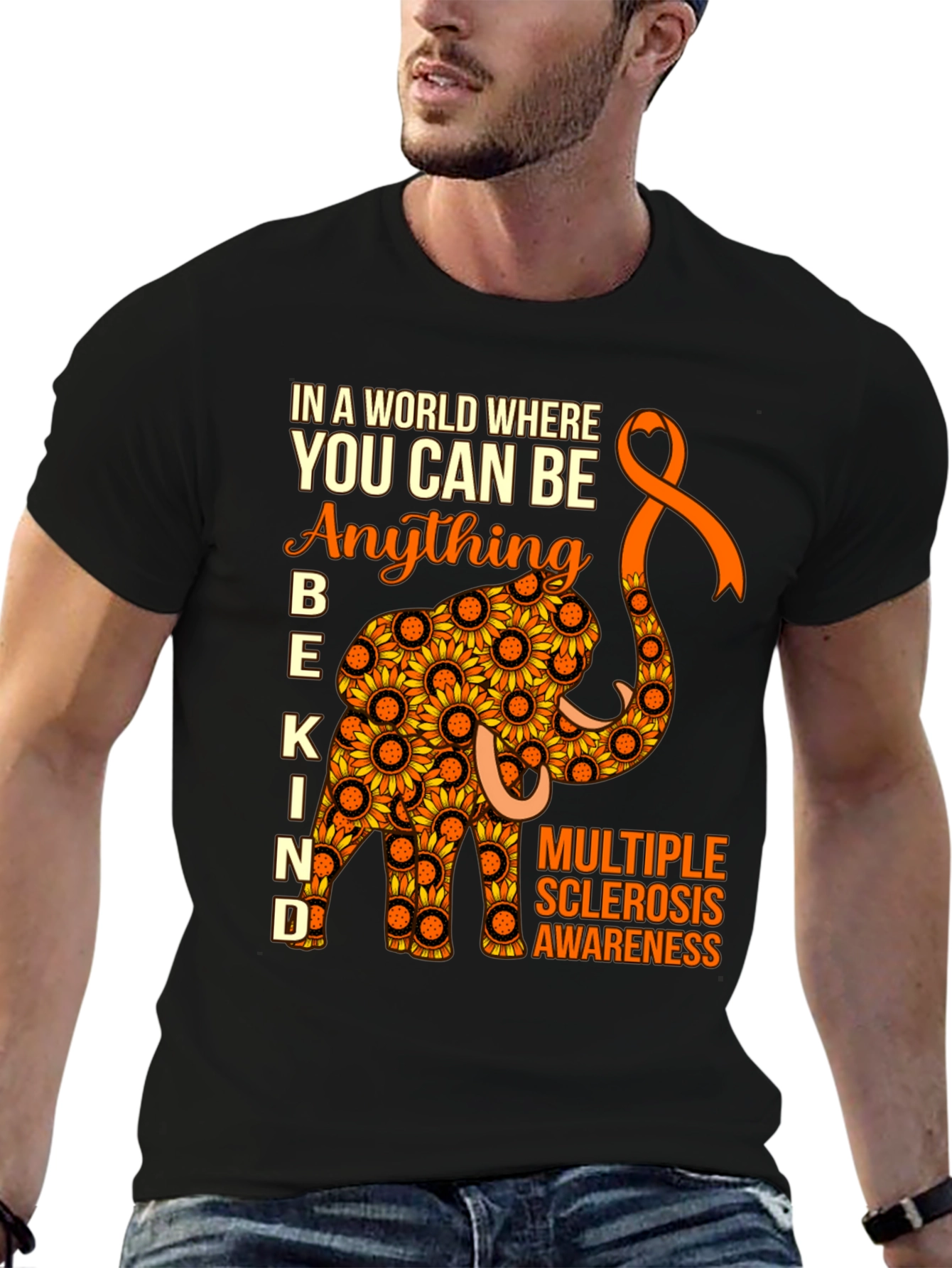 Multiple Sclerosis Awareness Sunflower Elephant T-Shirt