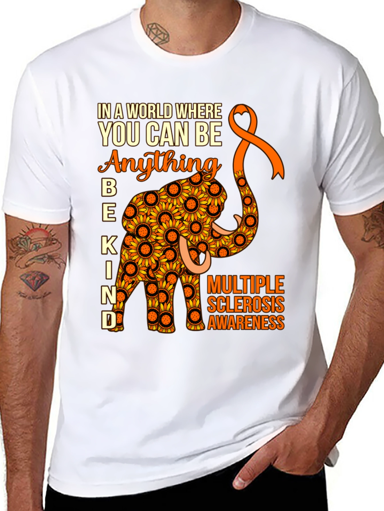 Multiple Sclerosis Awareness Sunflower Elephant T-Shirt