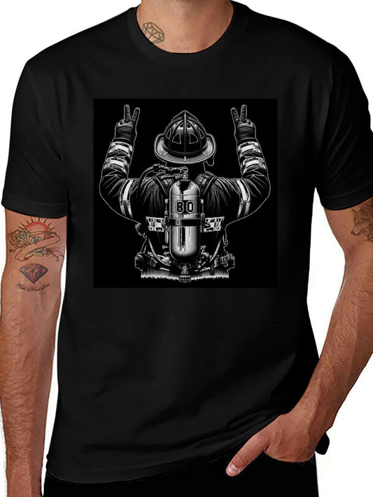Firefighter Peace Sign Graphic T-Shirt