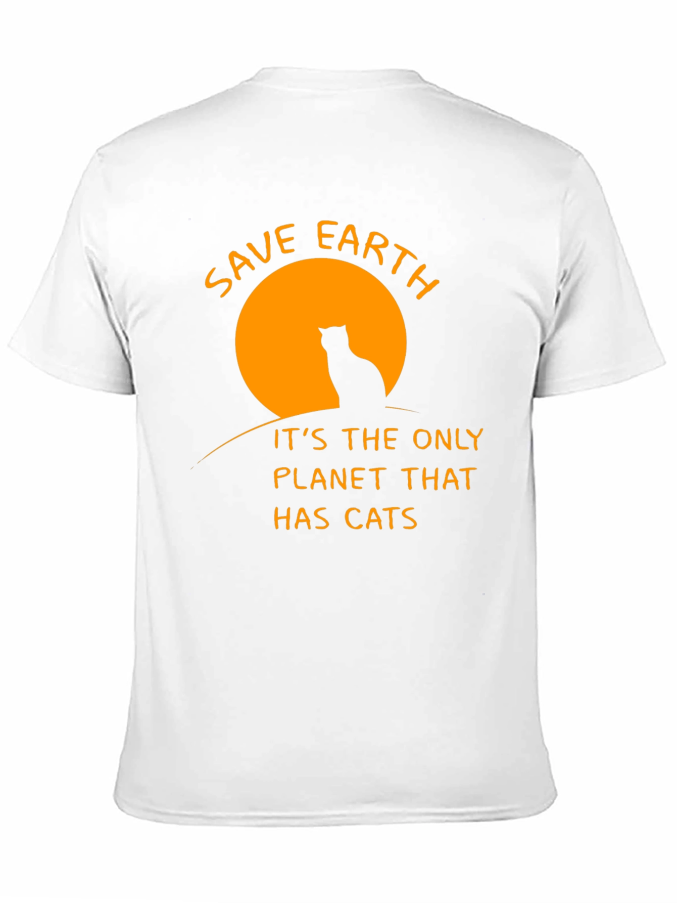 Save Earth Cats T-Shirt - Black Cotton Crew Neck