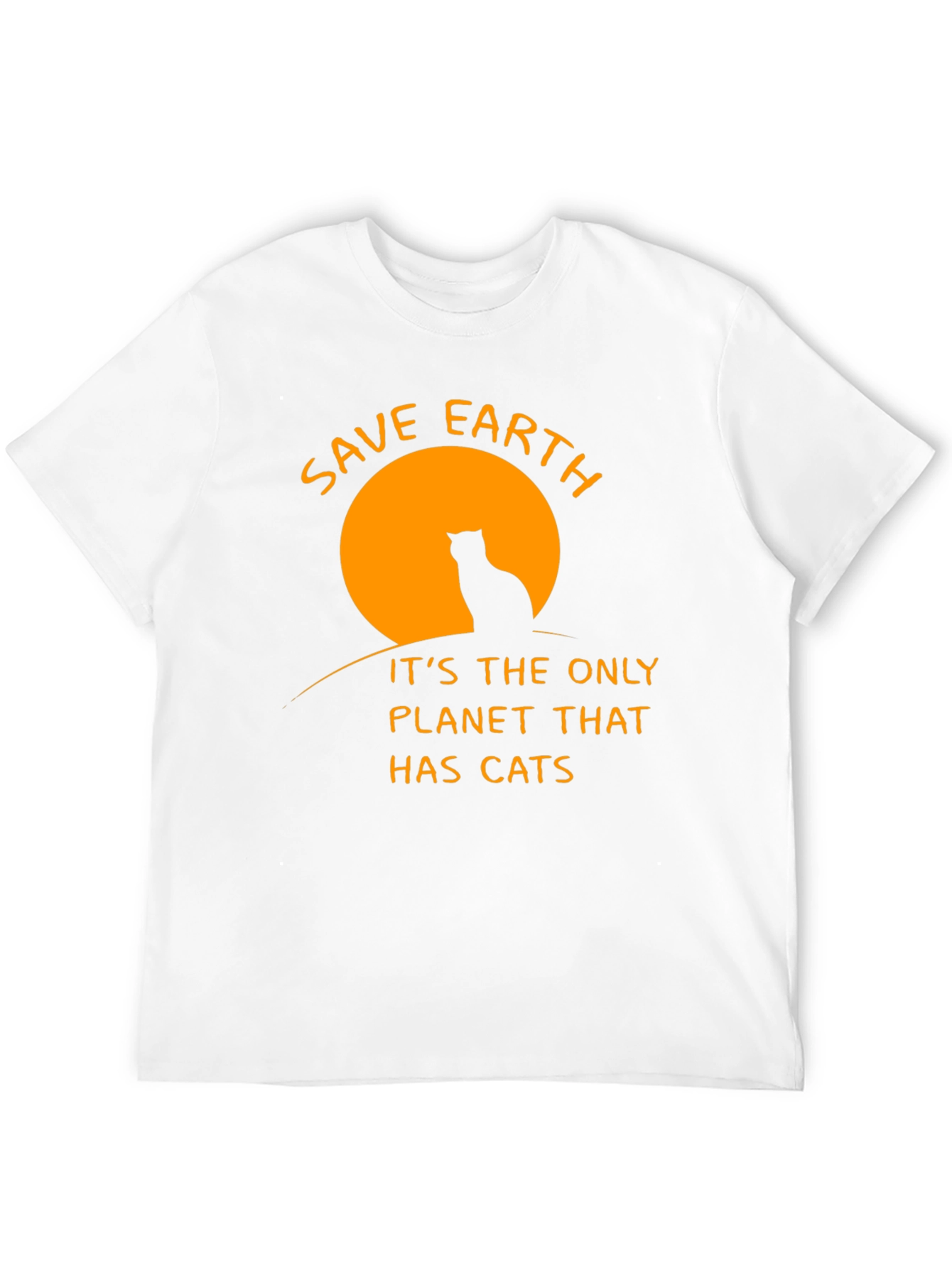 Save Earth Cats T-Shirt - Black Cotton Crew Neck