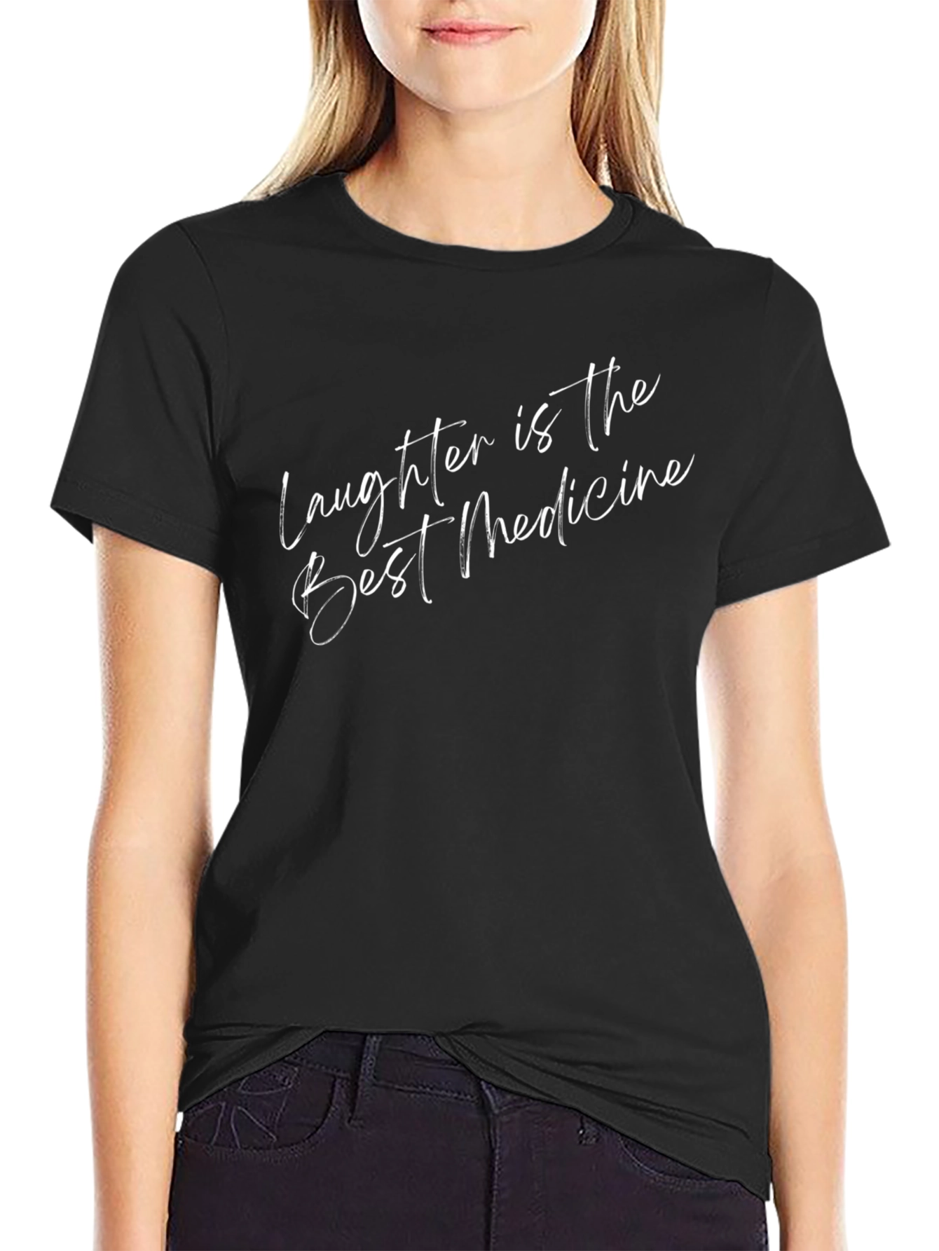Laughter is the Best Medicine Black Graphic T-Shirt