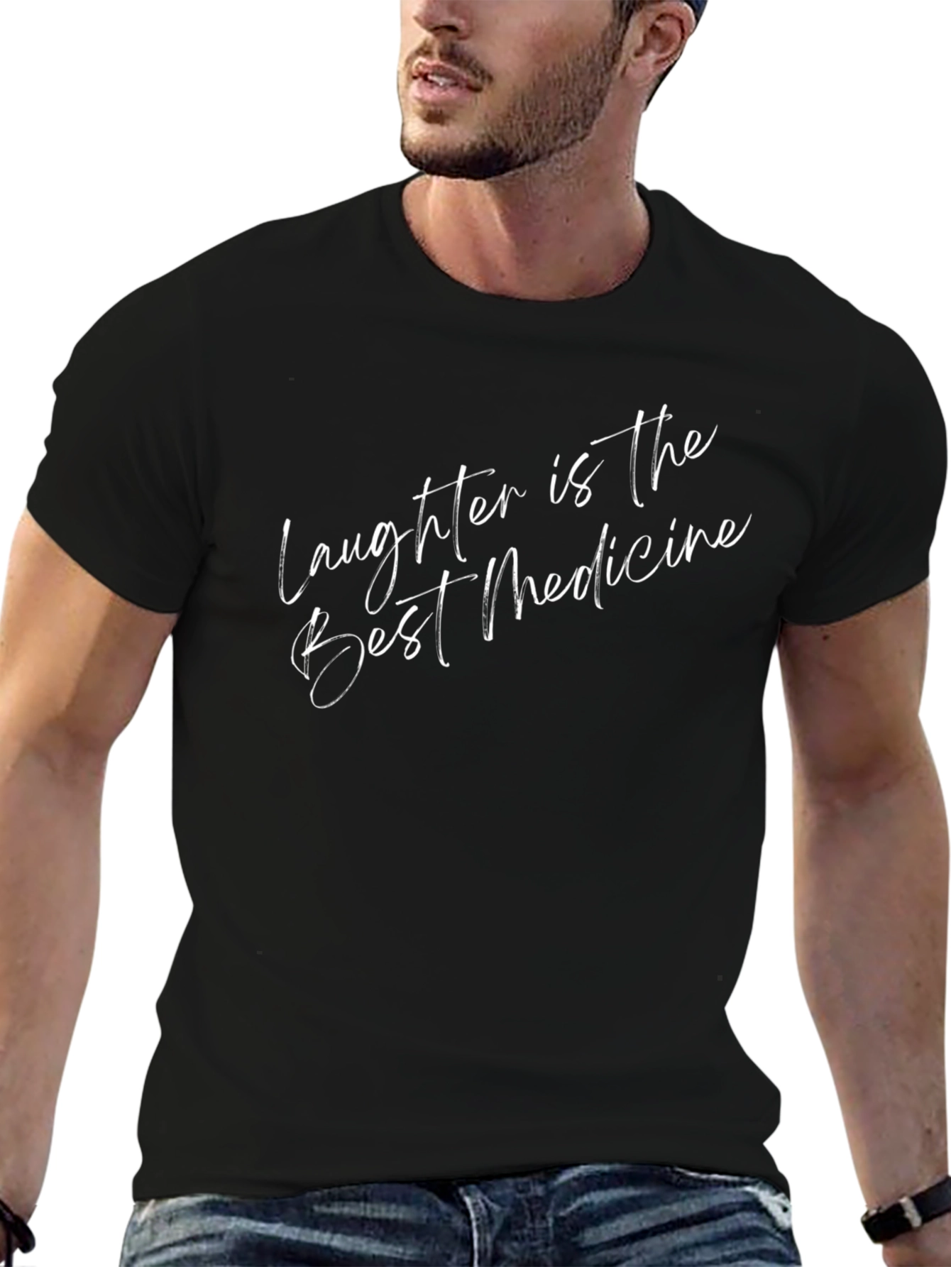 Laughter is the Best Medicine Black Graphic T-Shirt