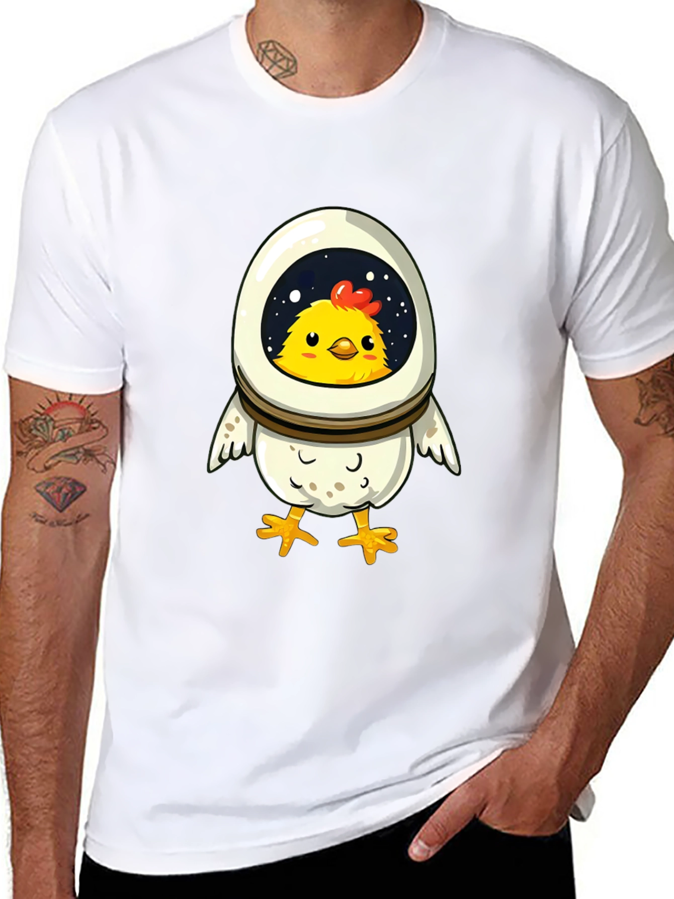 Astronaut Chicken T-Shirt - Fun Space Design