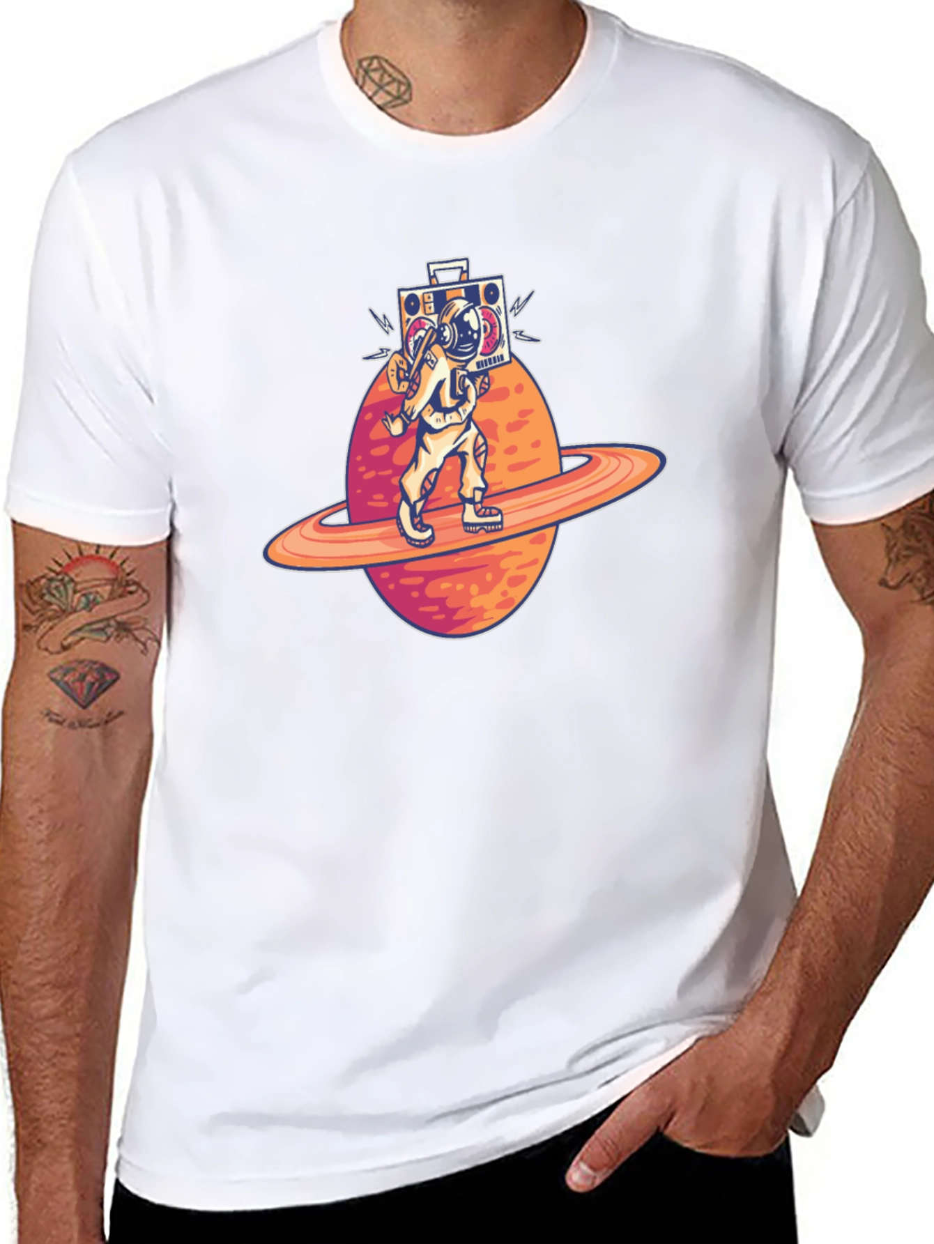 Astronaut Boombox T-Shirt - Space Traveler Design