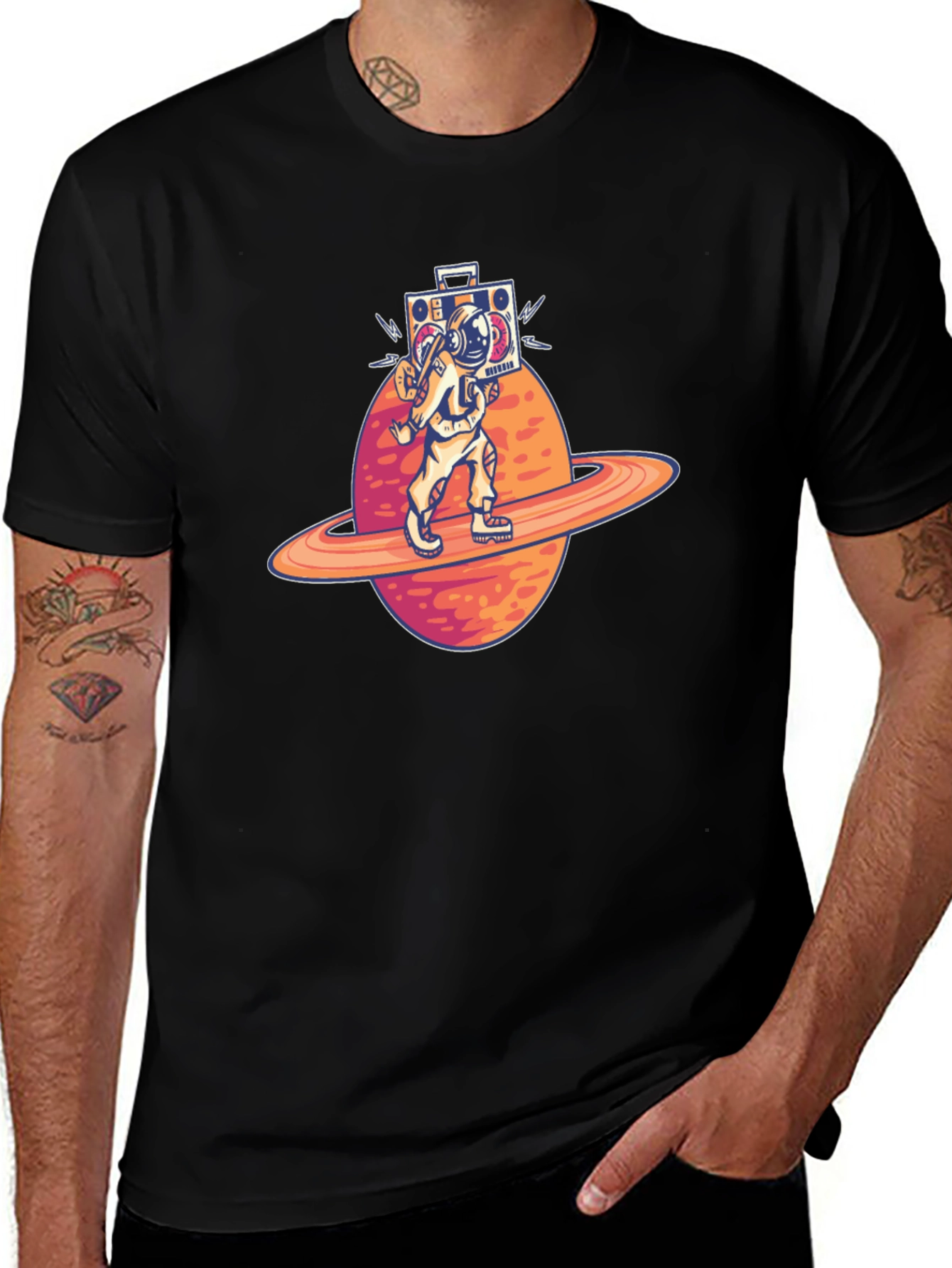 Astronaut Boombox T-Shirt - Space Traveler Design