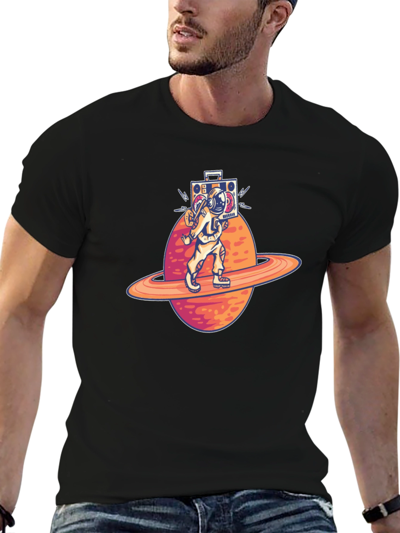 Astronaut Boombox T-Shirt - Space Traveler Design