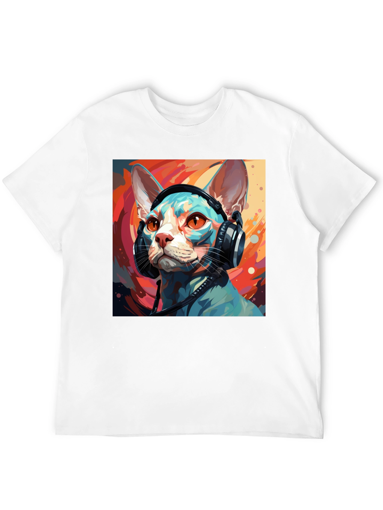 Cat Headphones T-Shirt - Cool Graphic Tee