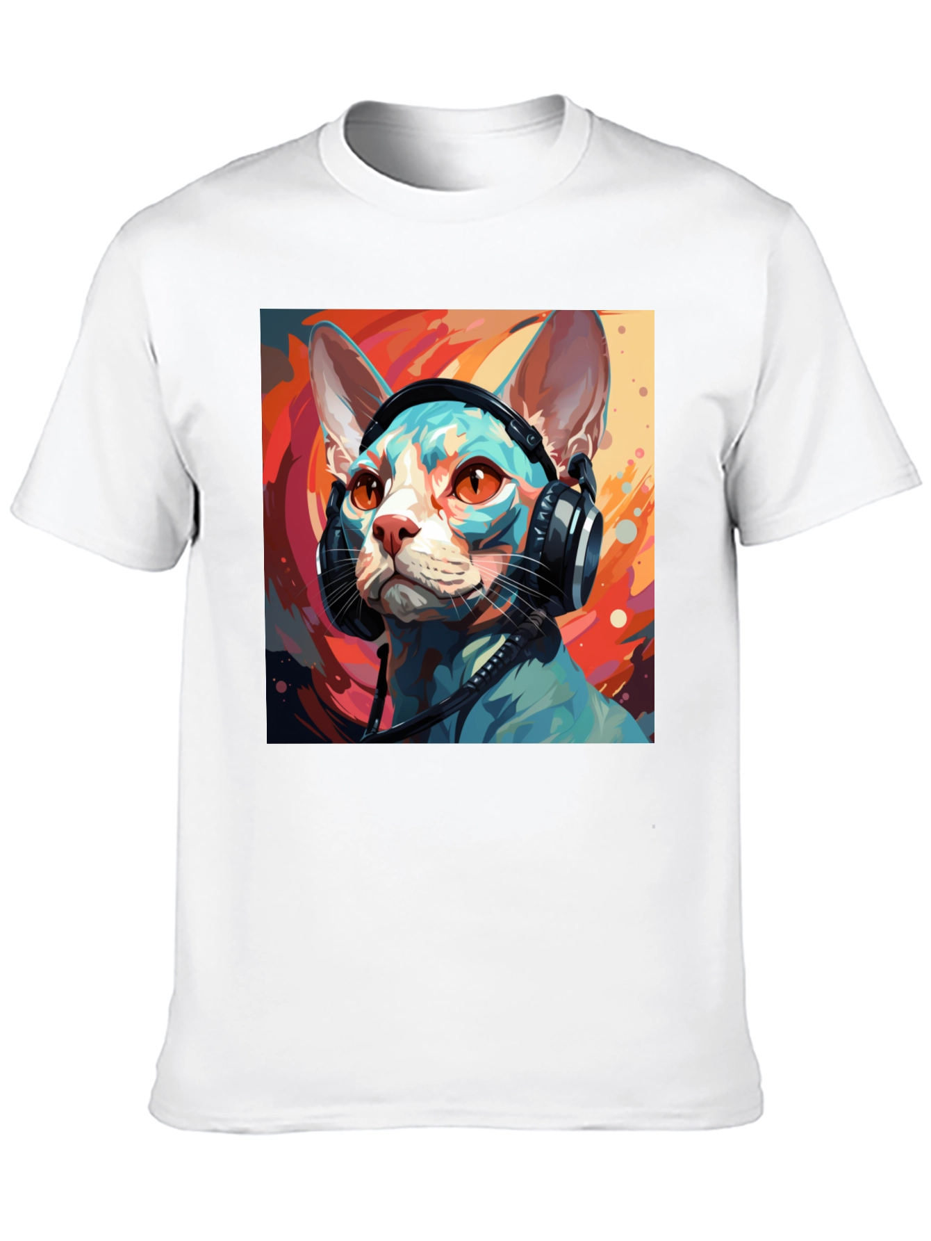 Cat Headphones T-Shirt - Cool Graphic Tee