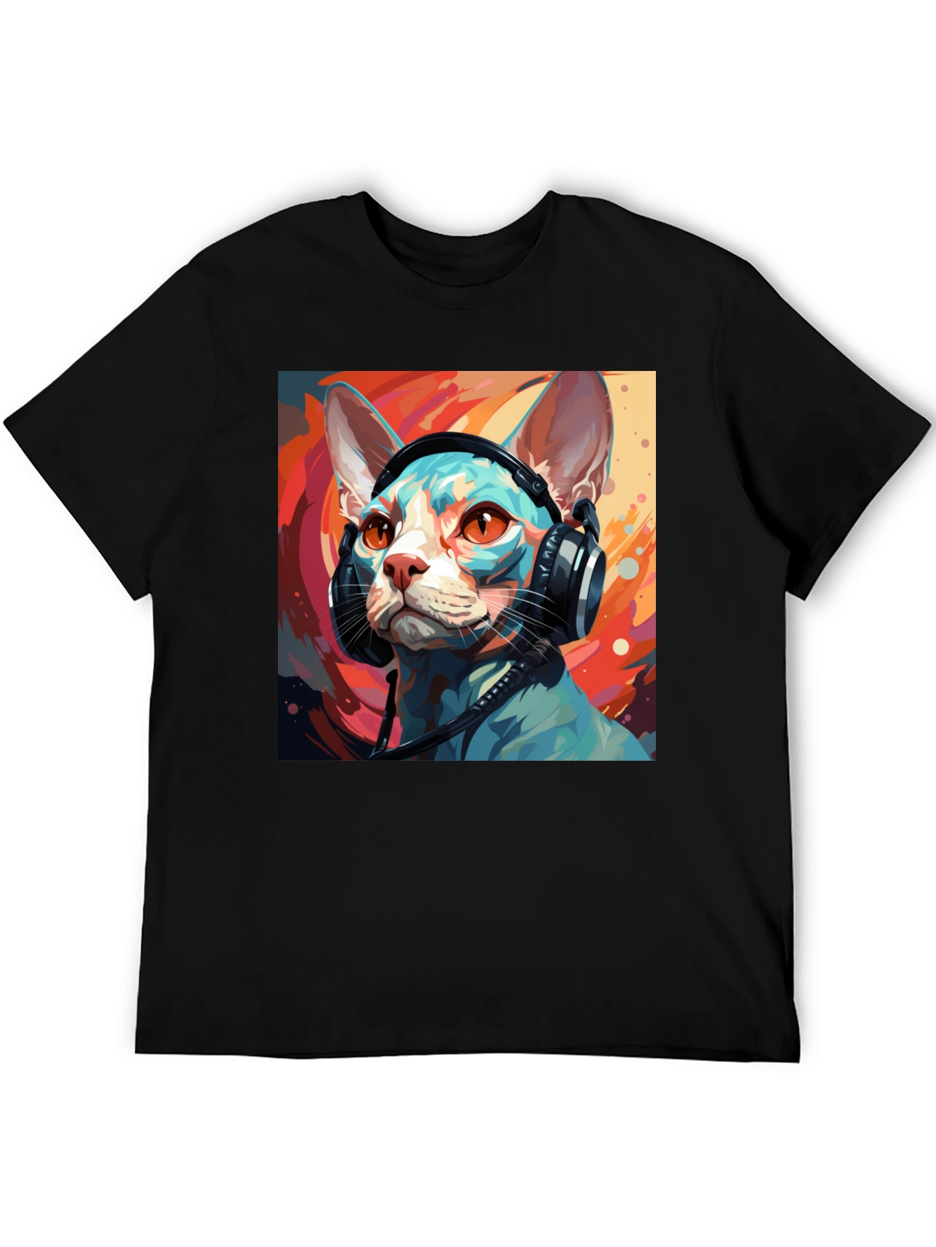 Cat Headphones T-Shirt - Cool Graphic Tee