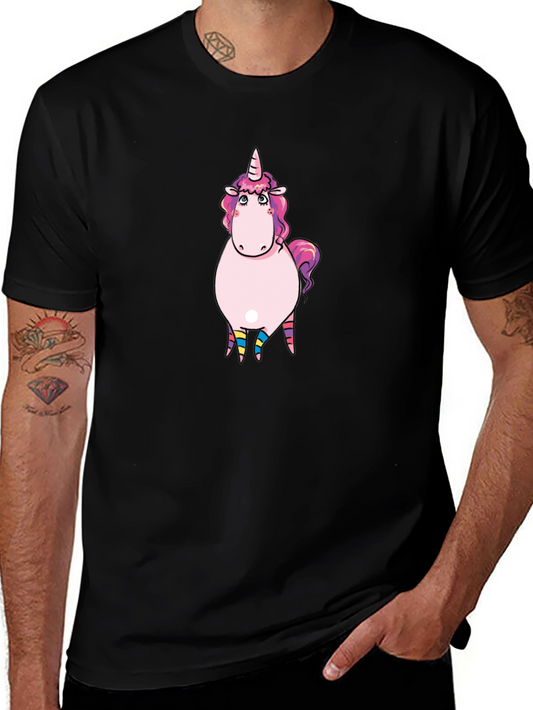 Unicorn Cartoon T-Shirt - Mens Black Tee