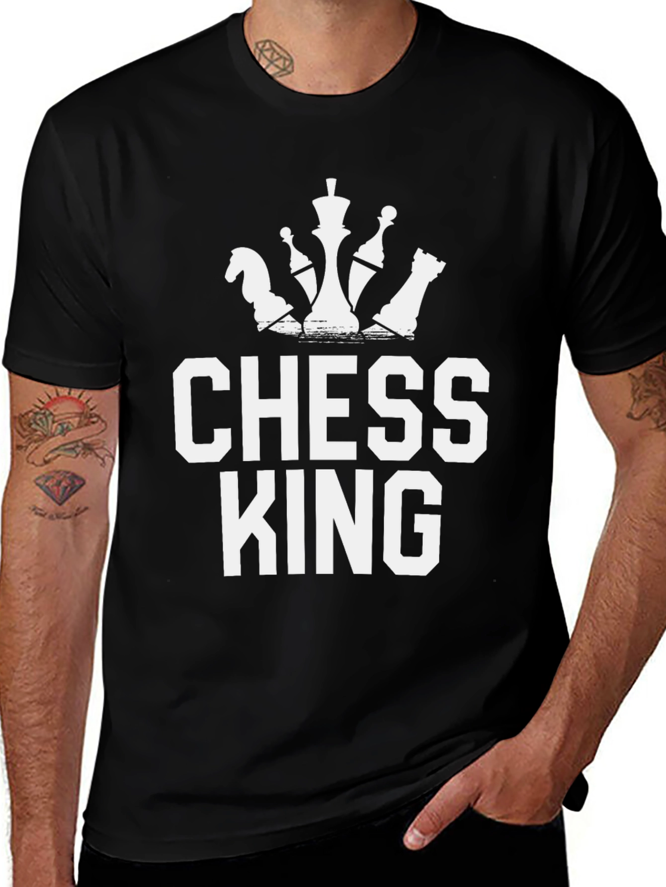 Chess King Graphic T-Shirt - Black Casual Tee