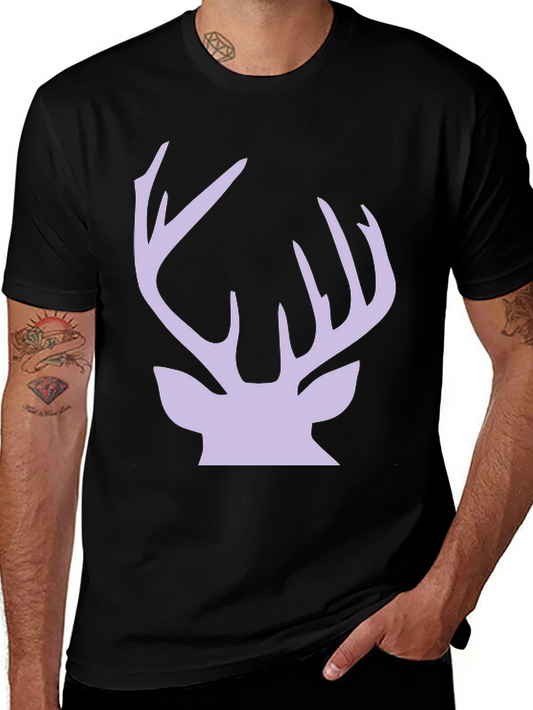 Deer Antler Graphic Tee - Stylish Black Cotton T-Shirt