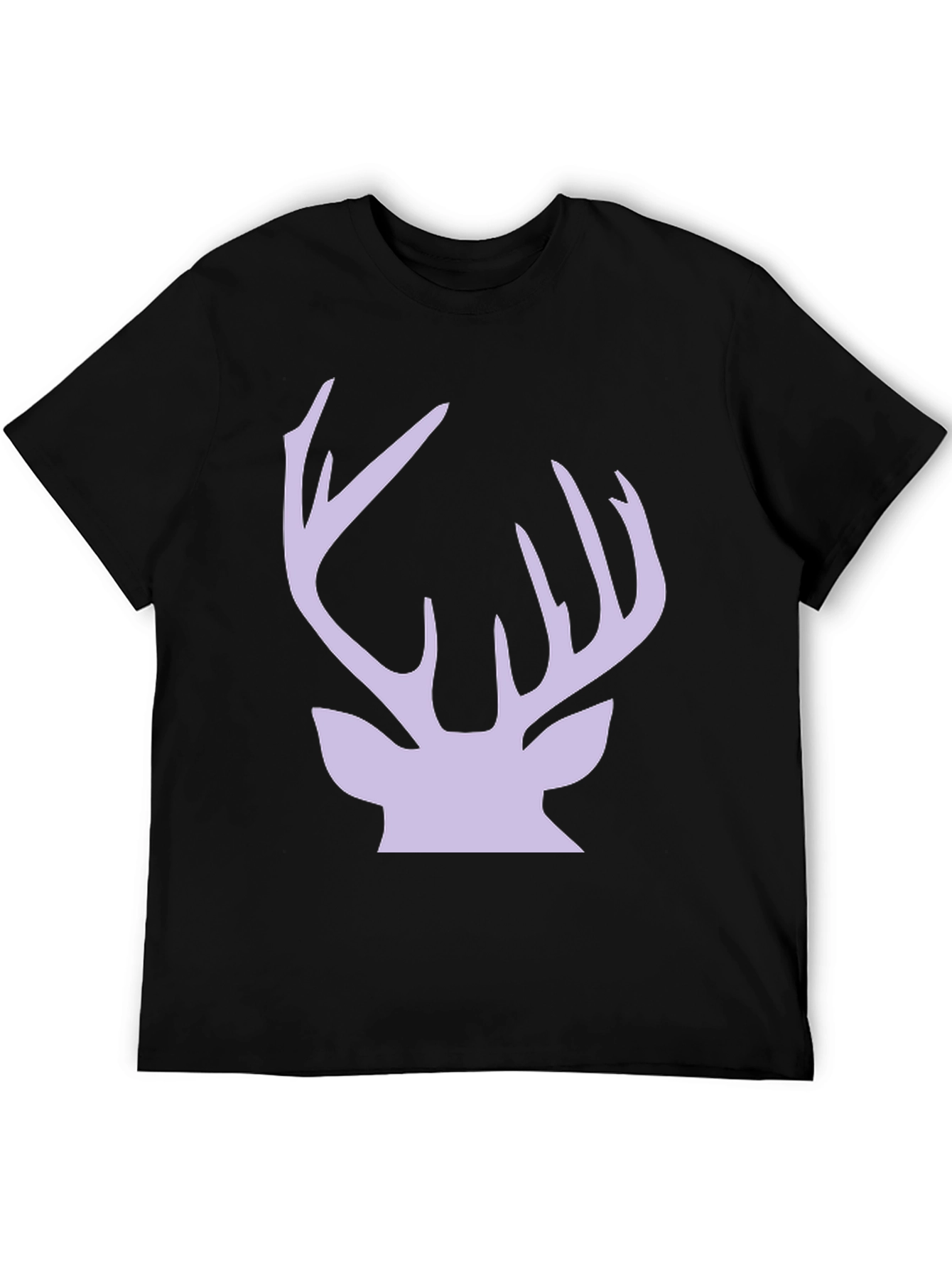 Deer Antler Graphic Tee - Stylish Black Cotton T-Shirt