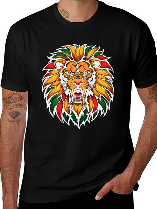 Lion Rastafarian Rasta Colors Graphic T-Shirt