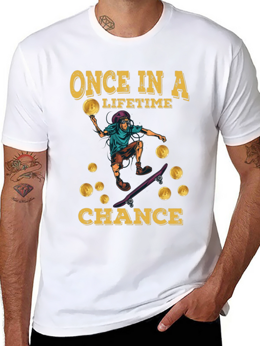 Bitcoin Skateboard T-Shirt - Once in a Lifetime Chance